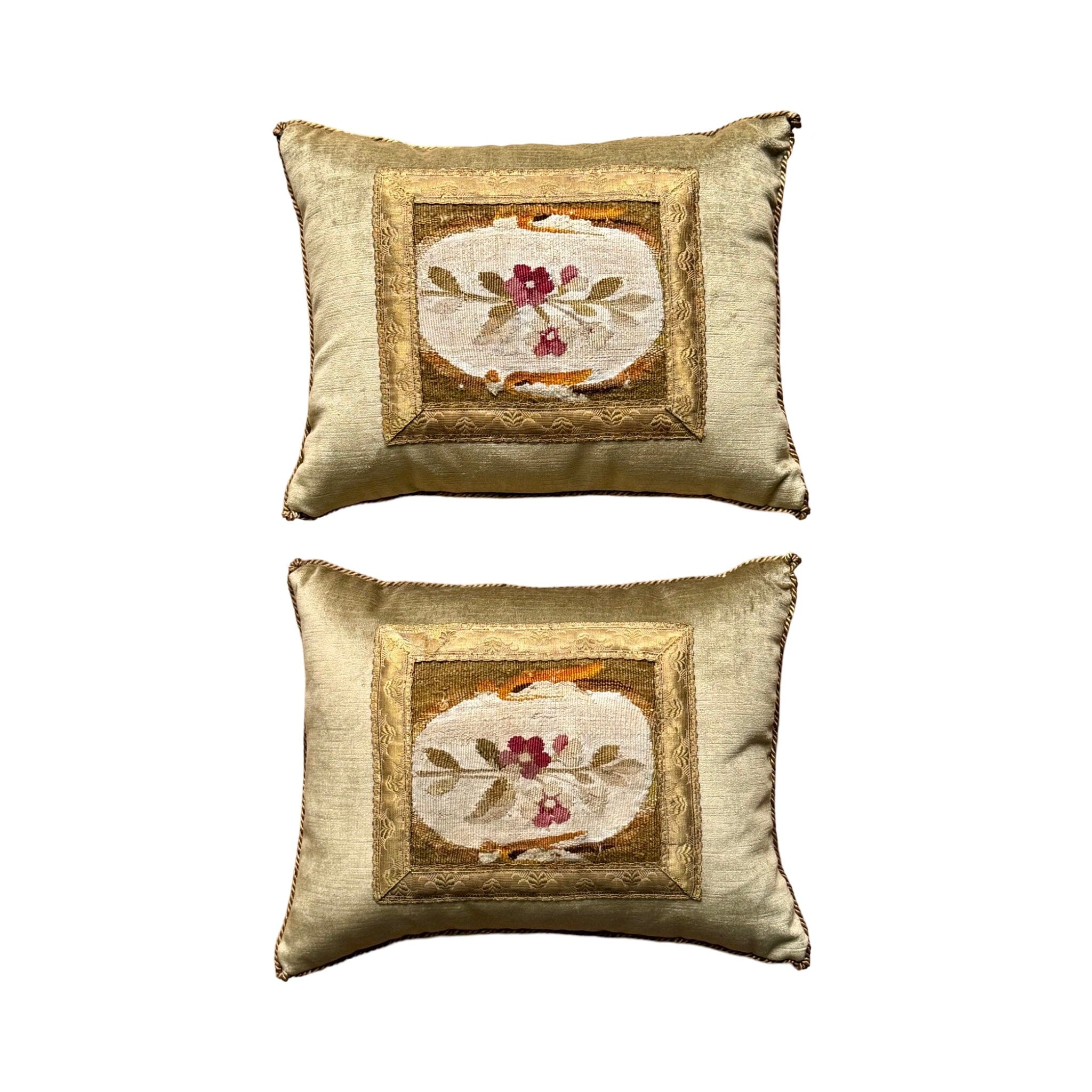 Antique French Tapestry Fragment (#T070824A&B | 11 x 14") New Pillows B. Viz Design