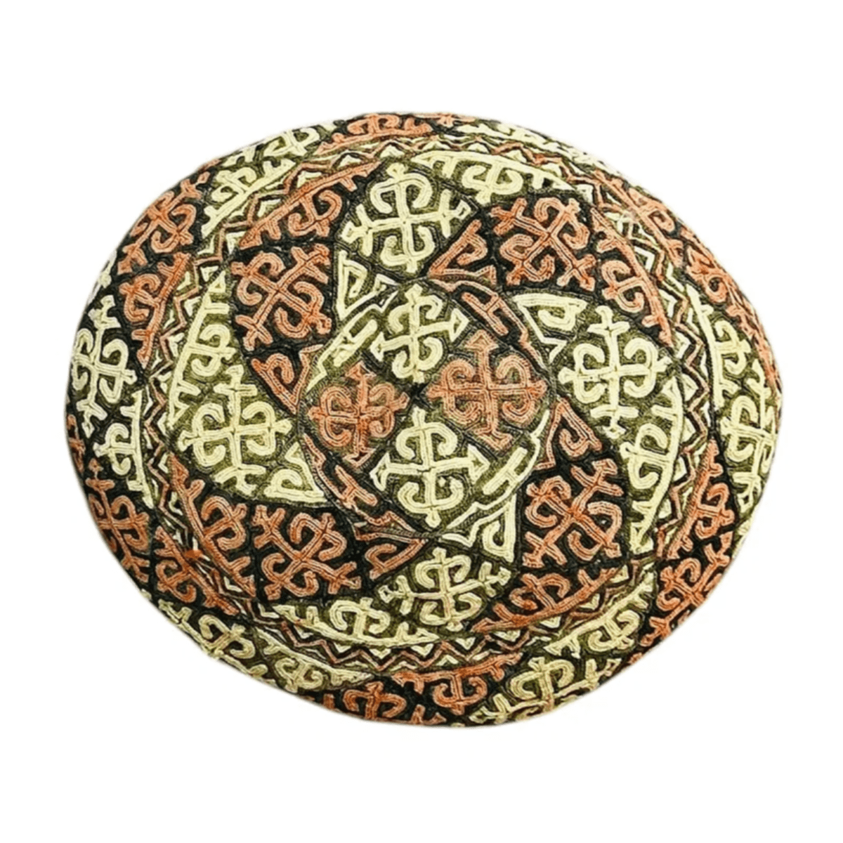 Antique Hand Embroidered Uzbek Skull Cap Objet d'Art Torg Auctions C | 20 x 12 cm