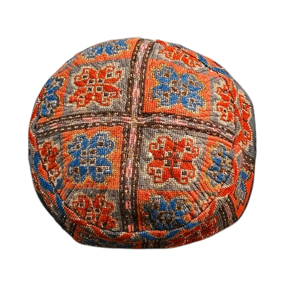 Antique Hand Embroidered Uzbek Skull Cap Objet d'Art Torg Auctions D | 22 x 12 cm
