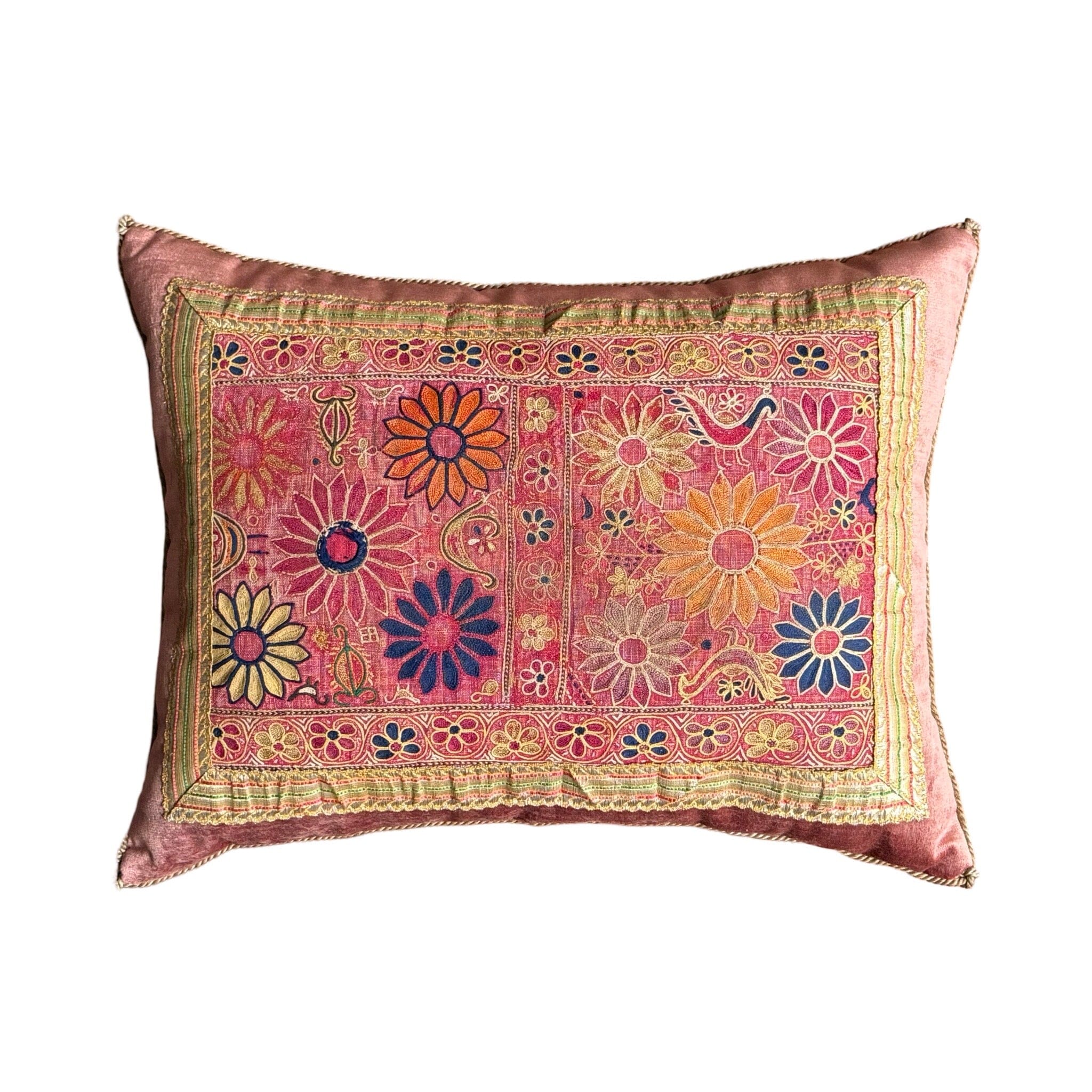 Antique Indian Embroidery (#E110624 | 14.5" x 19") New Pillows B. Viz Design