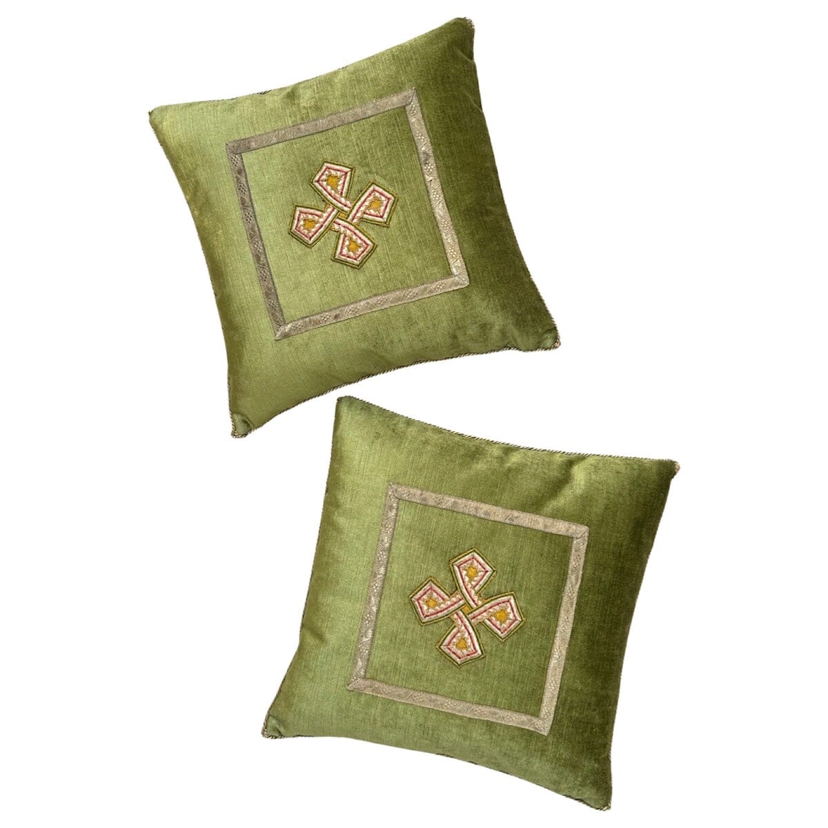 Antique Italian Ribbon Work (#E110723A&B | 15 x 15") New Pillows B. Viz Design