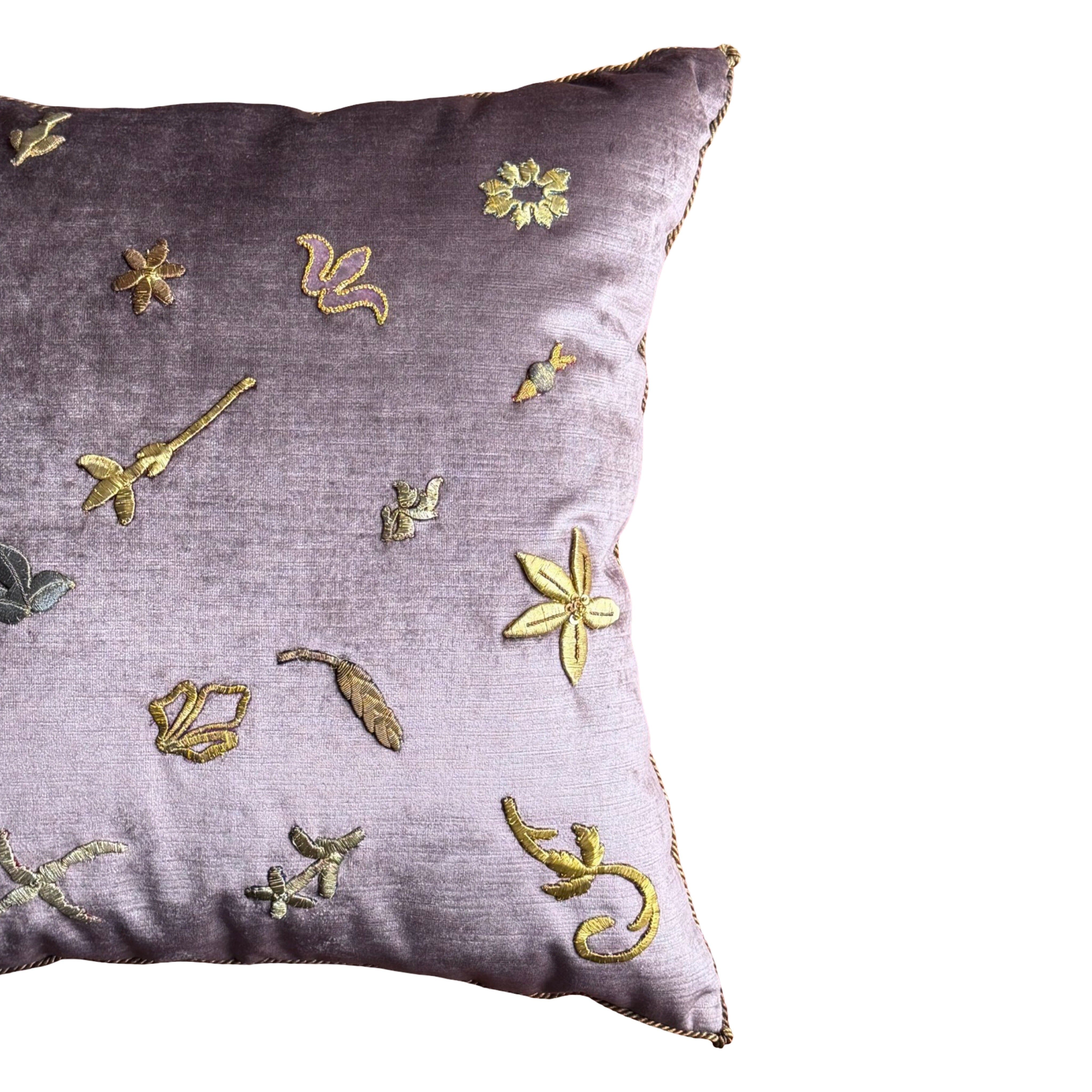 Antique Metallic Embroidery (#E061525A&B | 21 x 21" New Pillows B. Viz Design