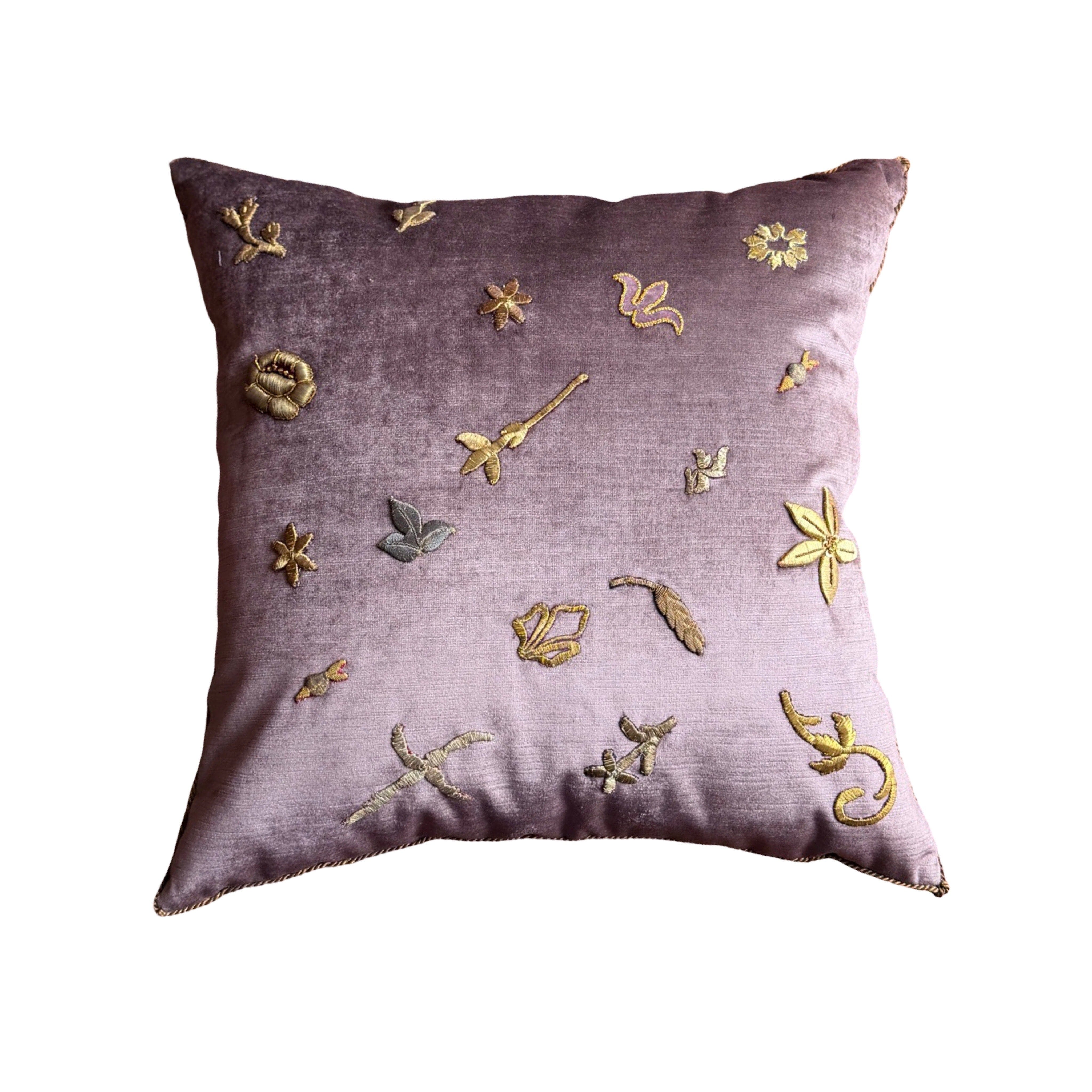 Antique Metallic Embroidery (#E061525A&B | 21 x 21" New Pillows B. Viz Design