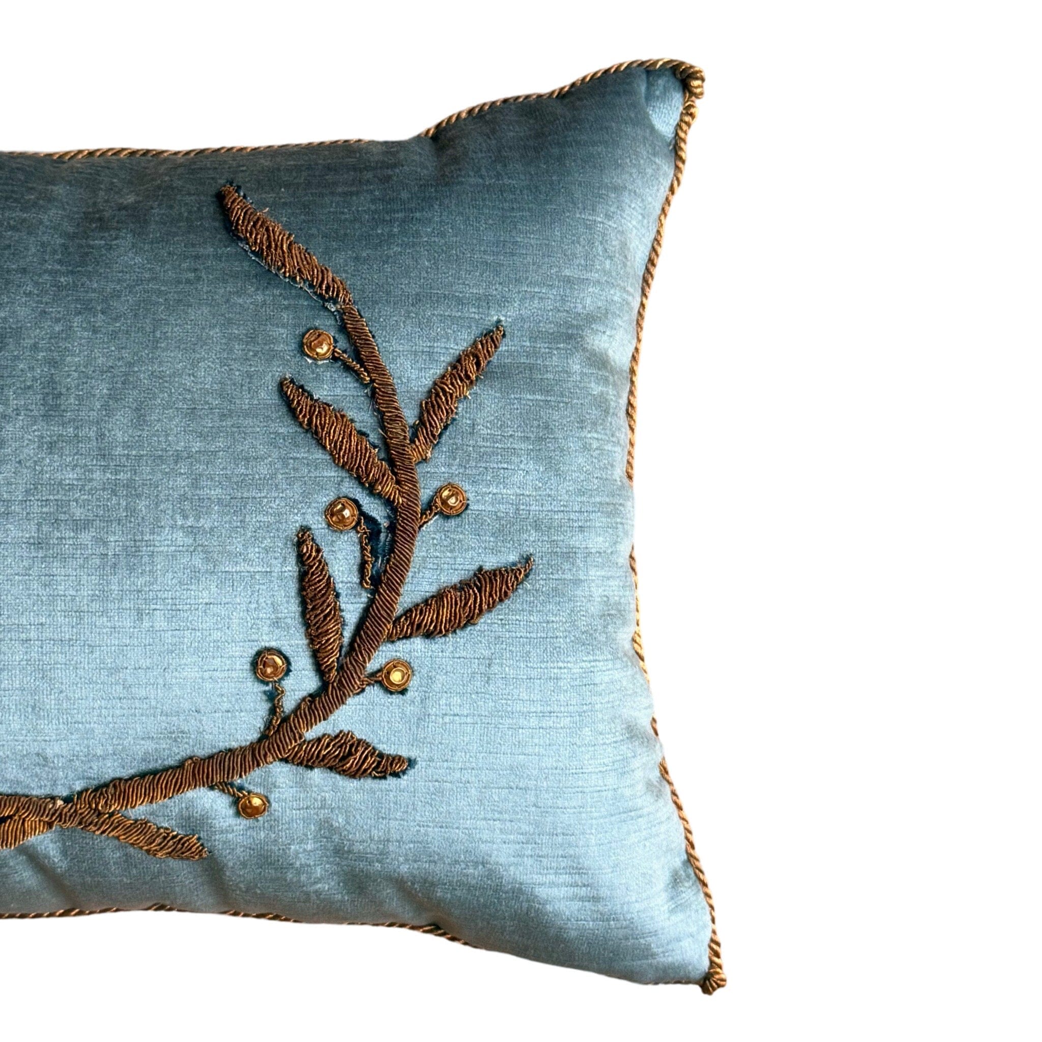 Antique Metallic Gold Wreath Embroidery (E111824 | 12.5 x 16.5") New Pillows B. Viz Design