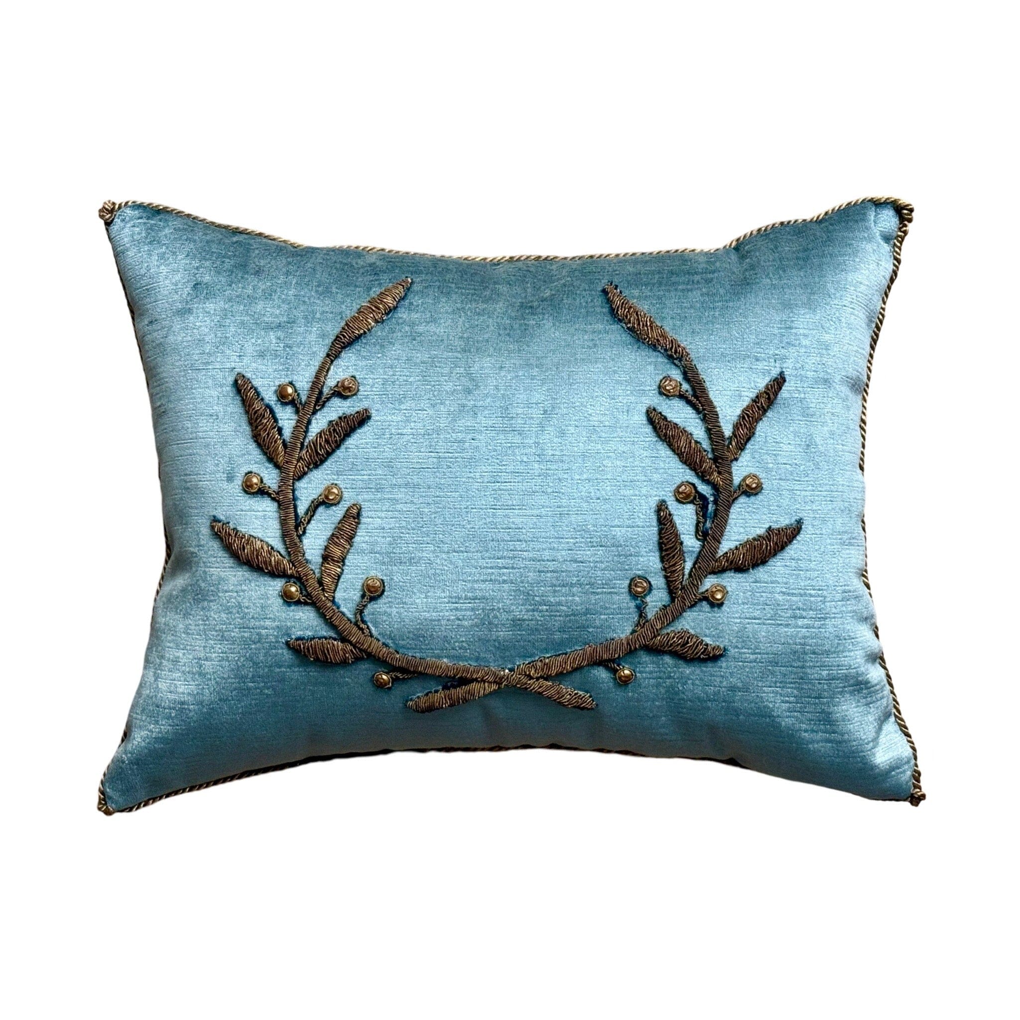 Antique Metallic Gold Wreath Embroidery (E111824 | 12.5 x 16.5") New Pillows B. Viz Design