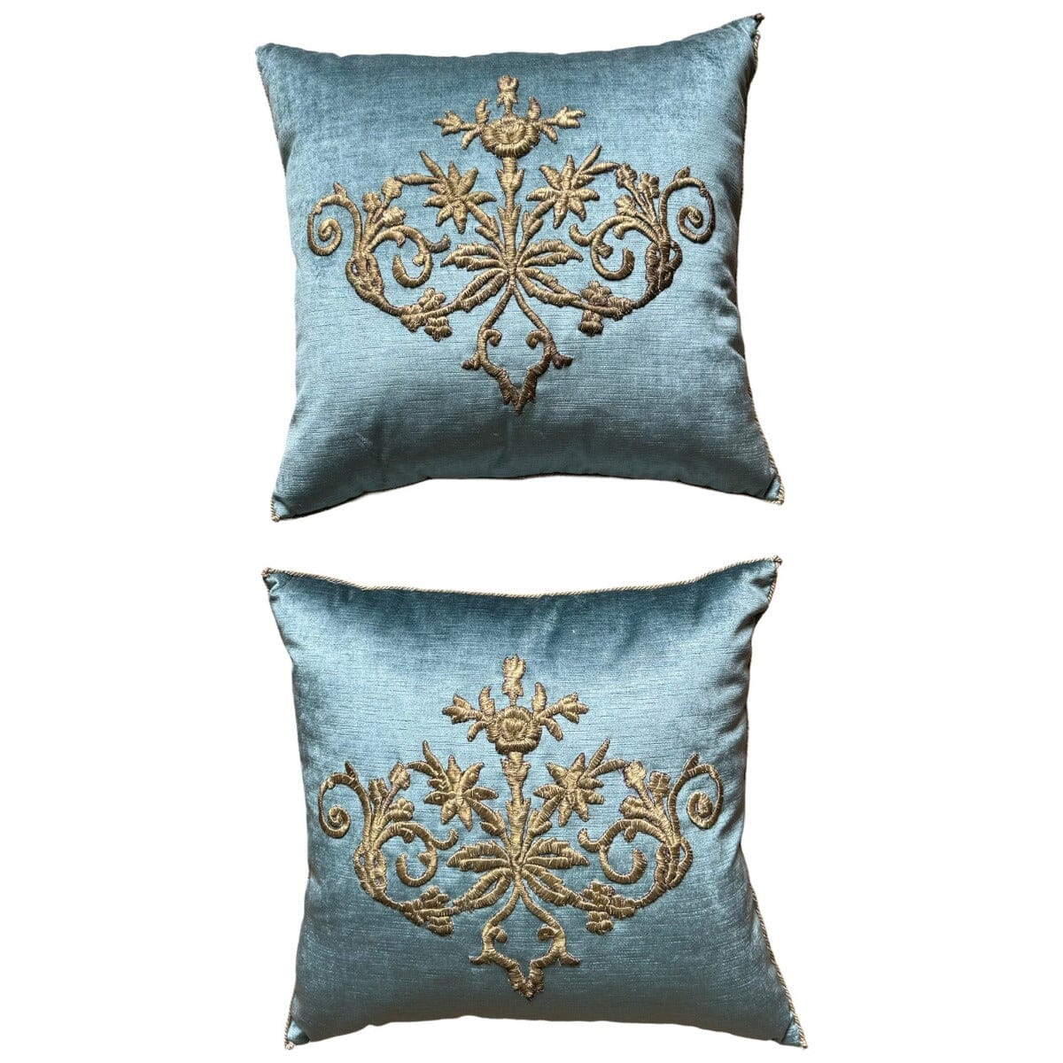 Antique Ottoman Empire Gold Metallic Embroidery (#E021824A&B | 20 x 21") New Pillows B. Viz Design