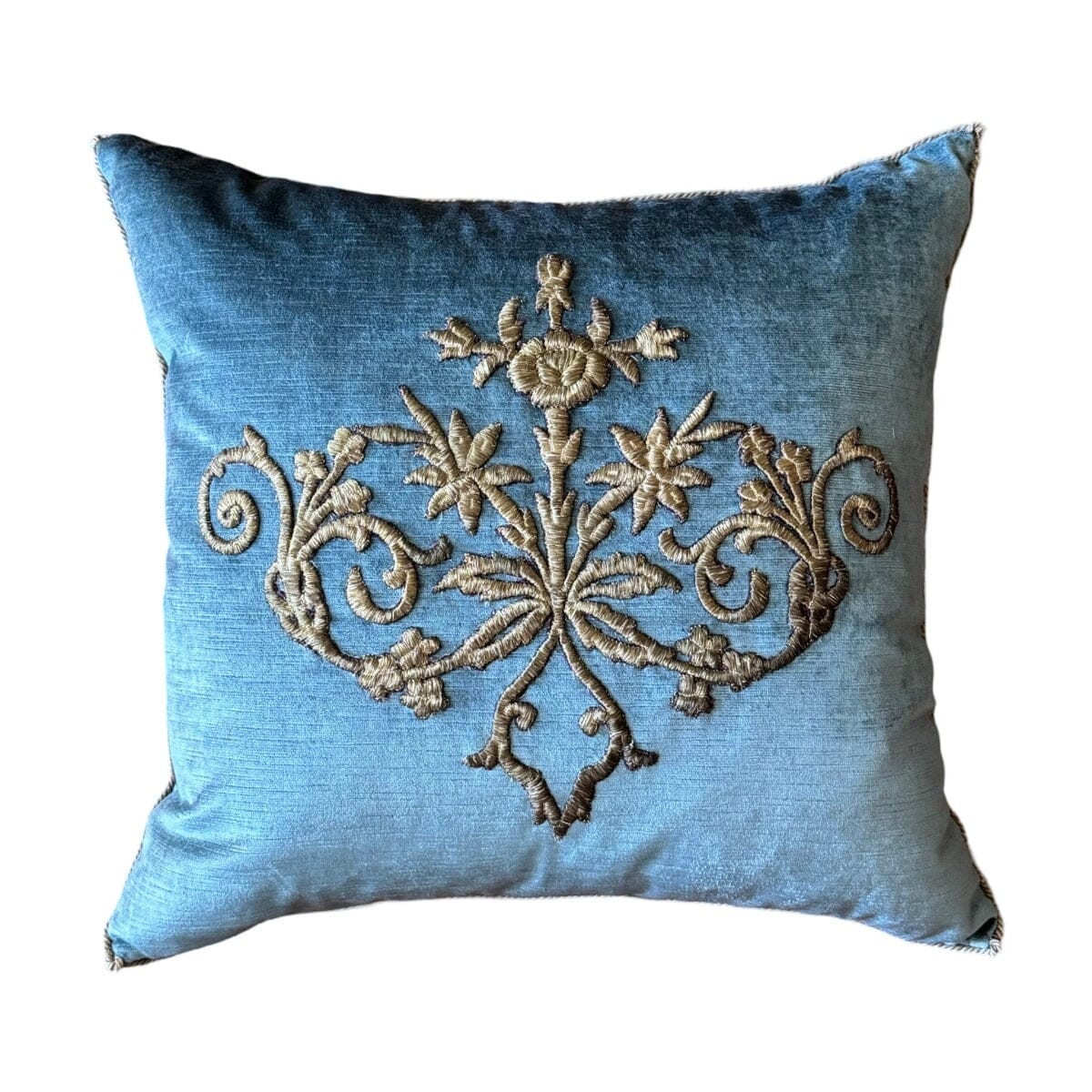 Antique Ottoman Empire Gold Metallic Embroidery (#E021824A&B | 20 x 21") New Pillows B. Viz Design