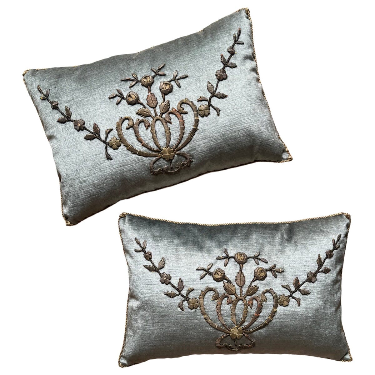 Antique Ottoman Empire Gold Metallic Embroidery (#E022324A&B | 13 x 19 1/2") New Pillows B. Viz Design 