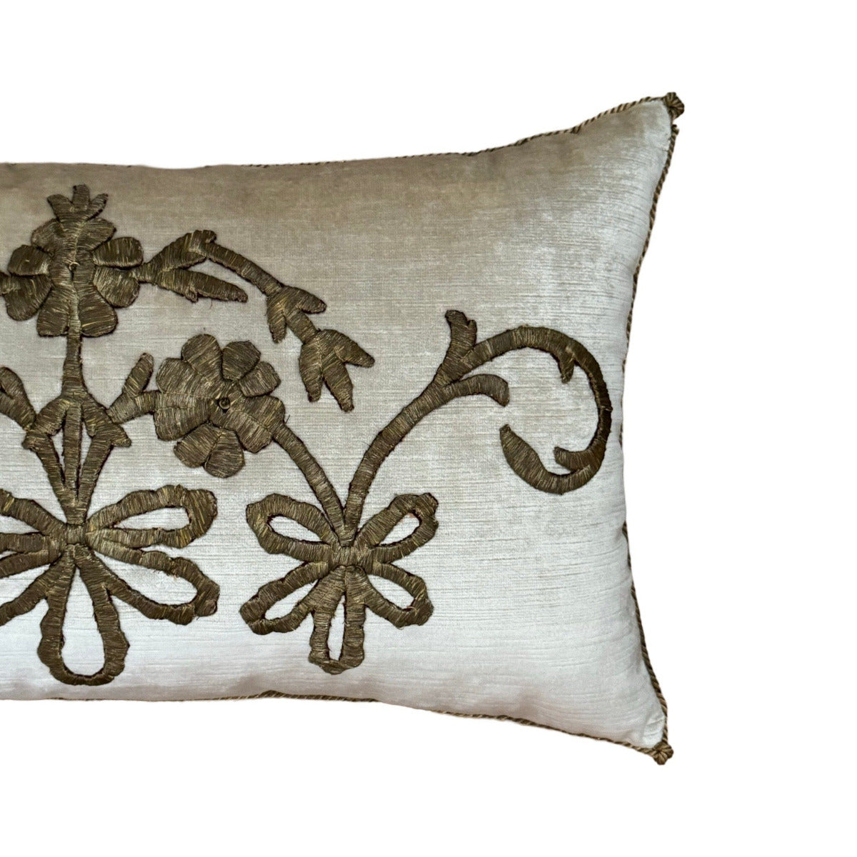 Antique Ottoman Empire Gold Metallic Embroidery (#E030424 | 13 x 22.5") New Pillows B. Viz Design