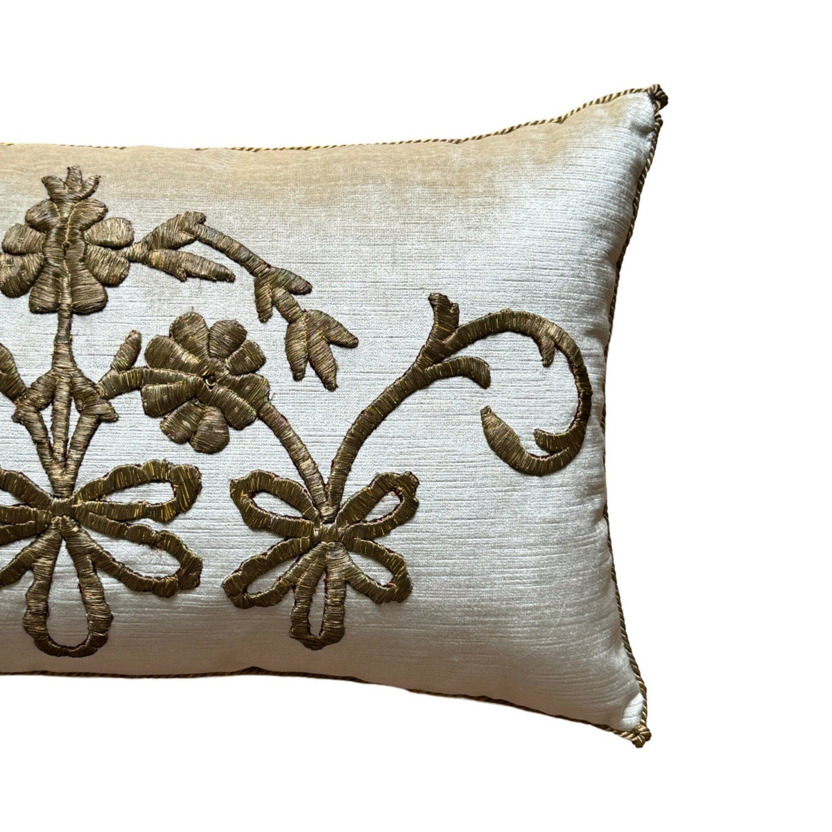 Antique Ottoman Empire Gold Metallic Embroidery (#E030424 | 13 x 22.5") New Pillows B. Viz Design
