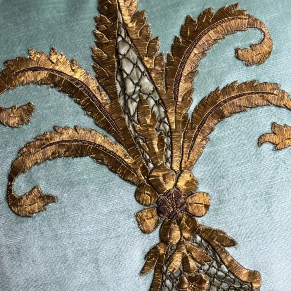 Antique Ottoman Empire Gold Metallic Embroidery (#E031124A&B | 20 x 20") New Pillows B. Viz Design