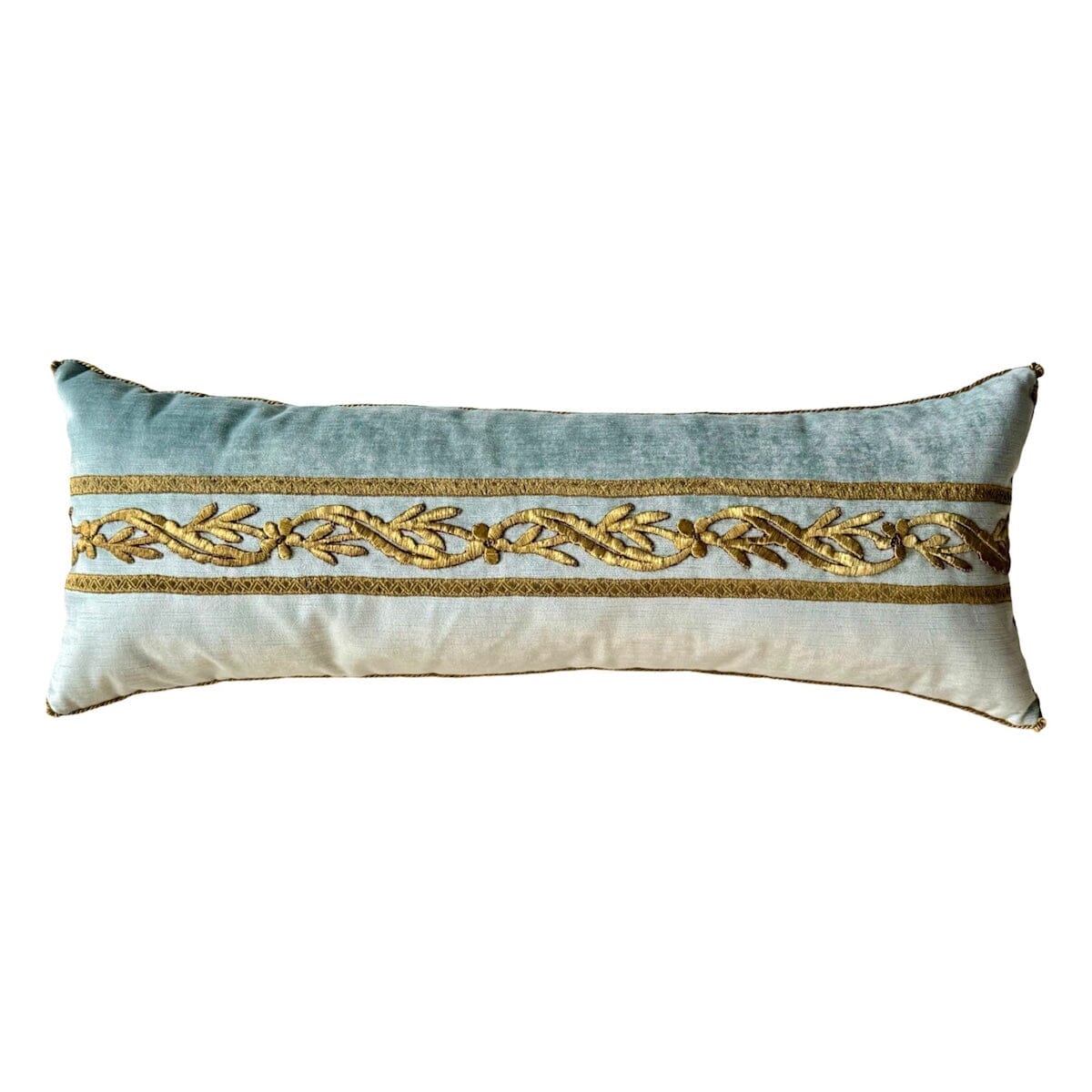 Antique Ottoman Empire Gold Metallic Embroidery (#E040224 | 12 x 32") New Pillows B. Viz Design