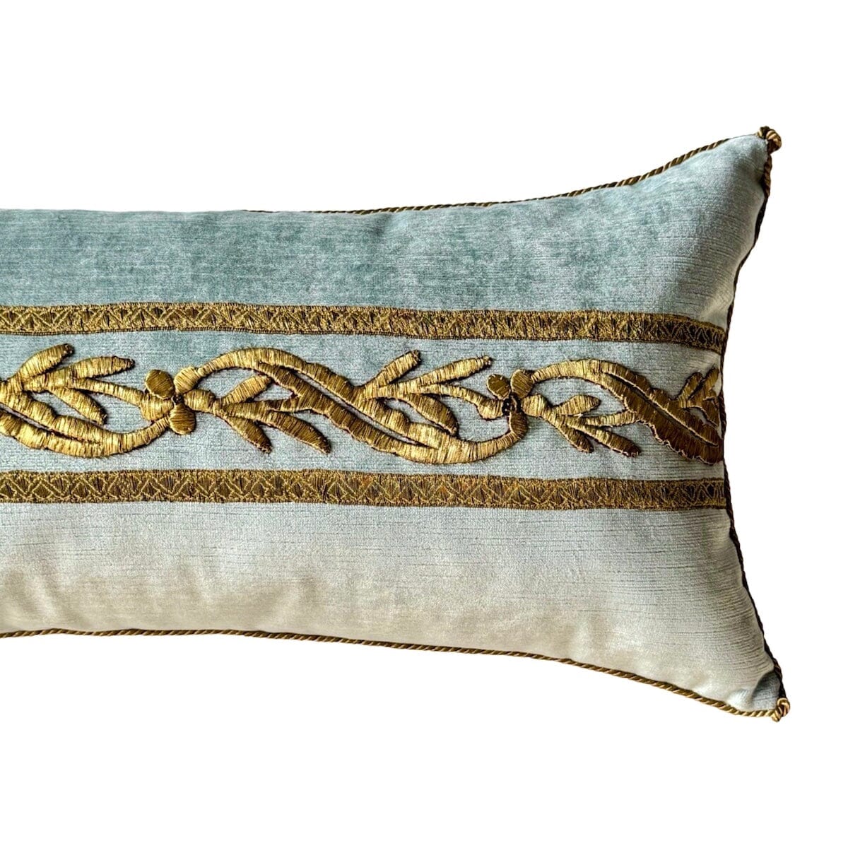 Antique Ottoman Empire Gold Metallic Embroidery (#E040224 | 12 x 32") New Pillows B. Viz Design