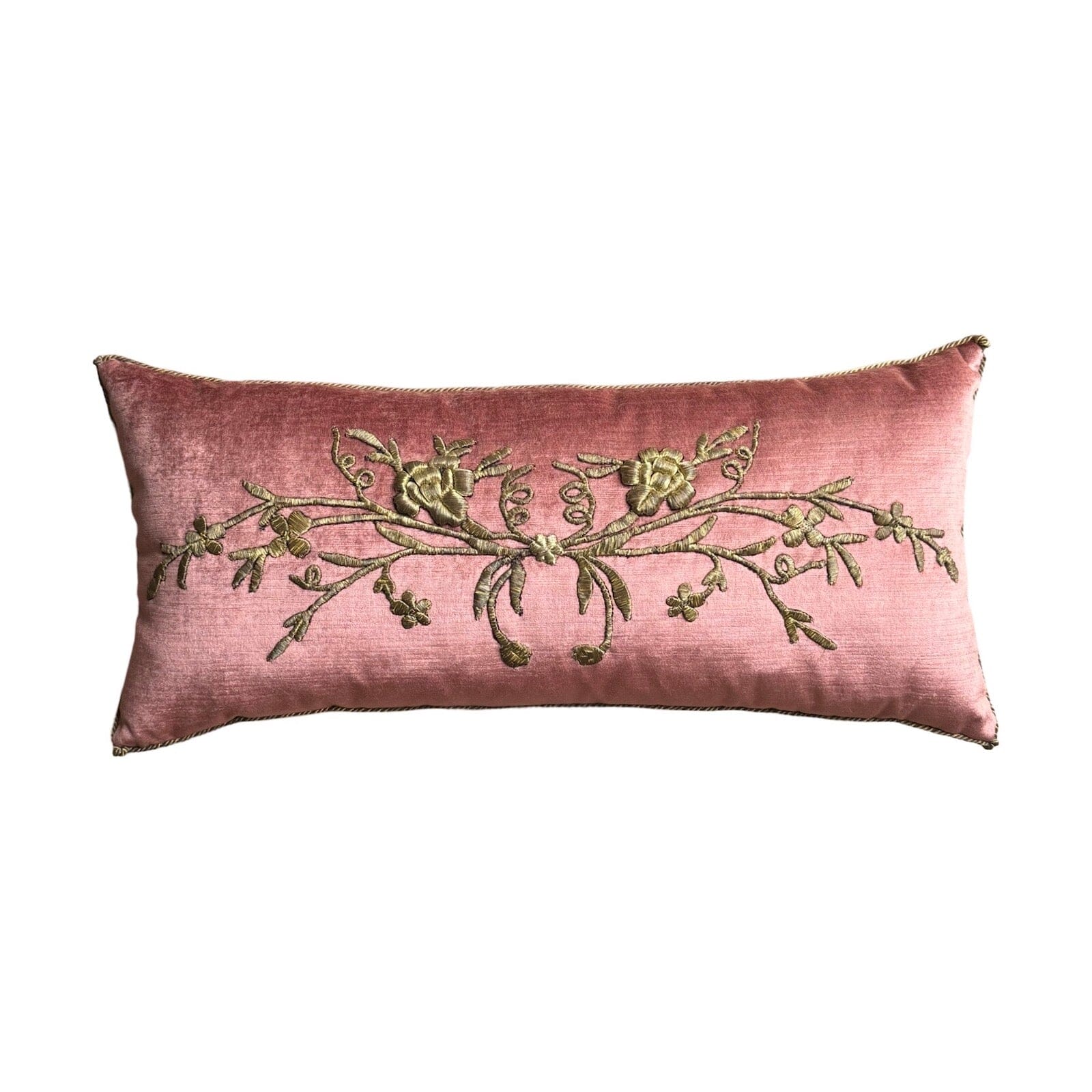 Antique Ottoman Empire Gold Metallic Embroidery (#E041124A&B | 12x 26") New Pillows B. Viz Design