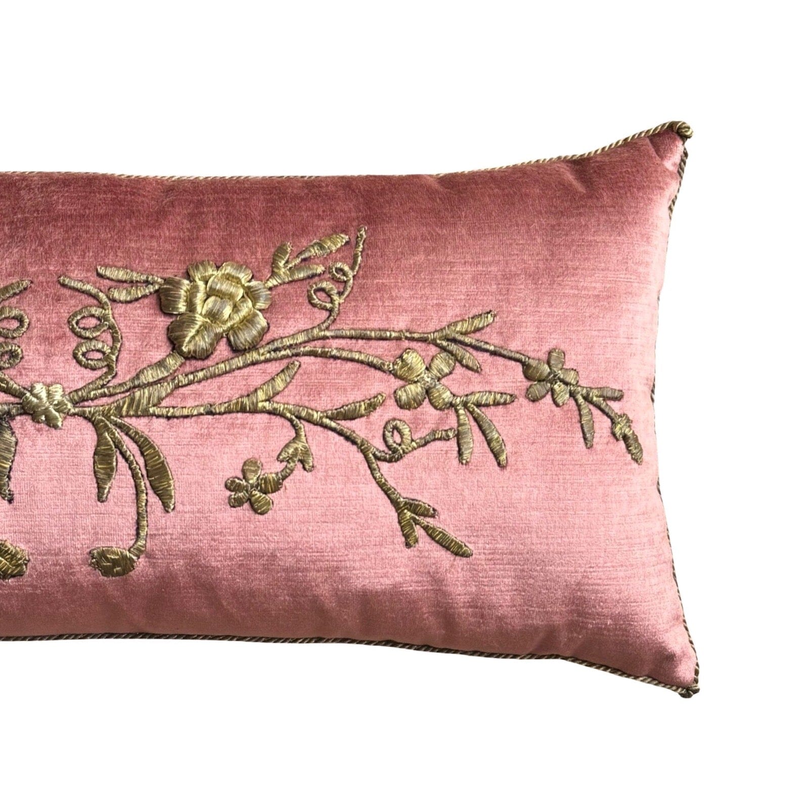 Antique Ottoman Empire Gold Metallic Embroidery (#E041124A&B | 12x 26") New Pillows B. Viz Design