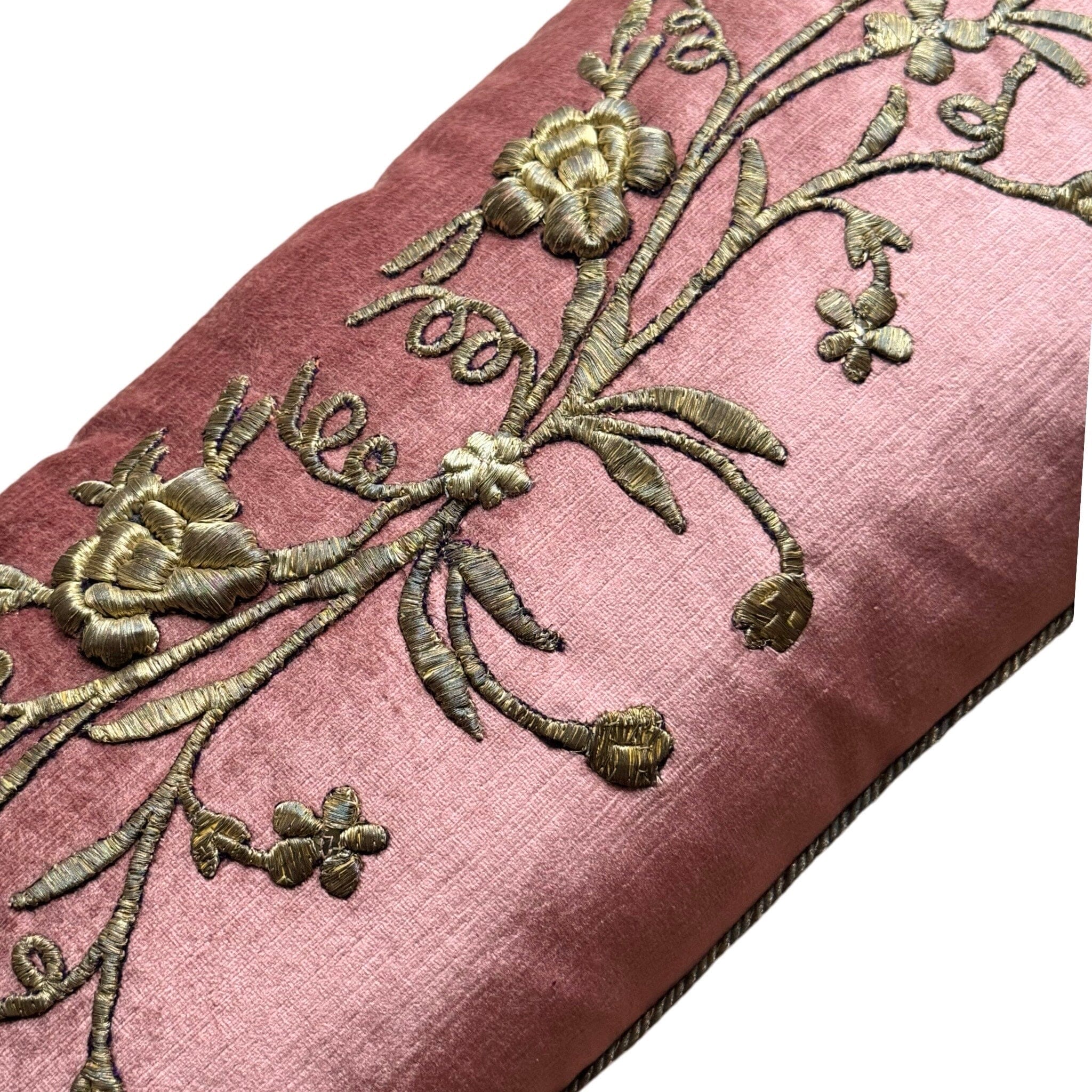 Antique Ottoman Empire Gold Metallic Embroidery (#E041124A&B | 12x 26") New Pillows B. Viz Design