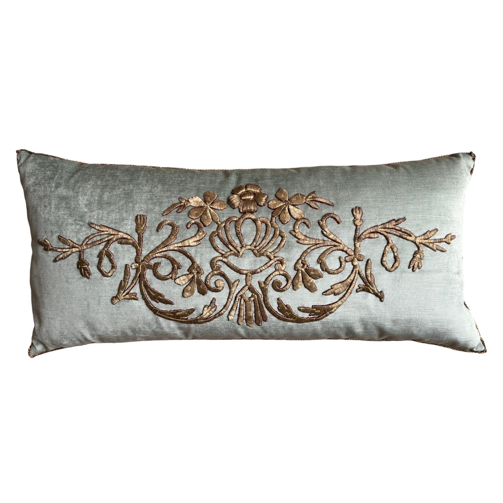 Antique Ottoman Empire Gold Metallic Embroidery (#E052024 | 15 x 32") New Pillows B. Viz Design