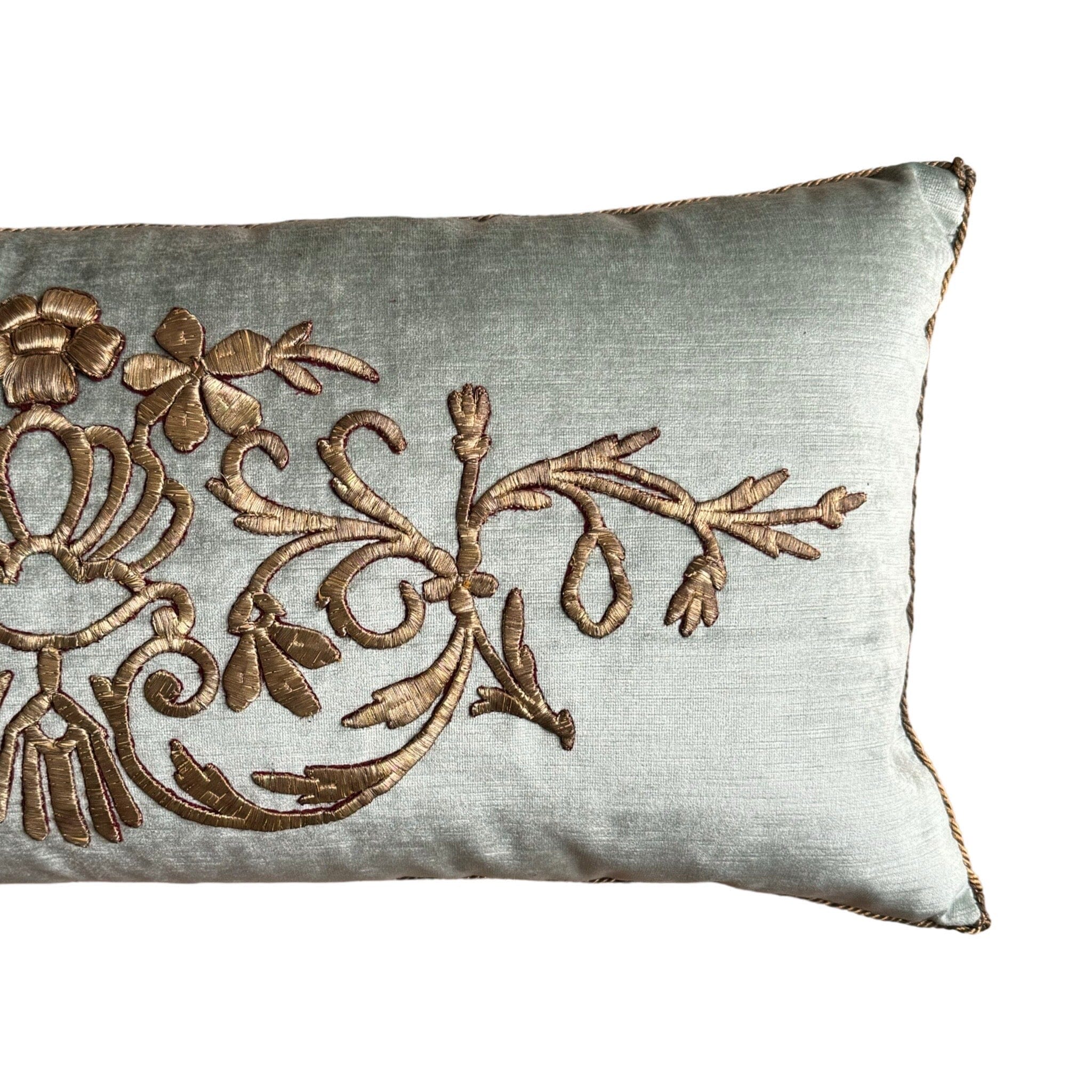 Antique Ottoman Empire Gold Metallic Embroidery (#E052024 | 15 x 32") New Pillows B. Viz Design