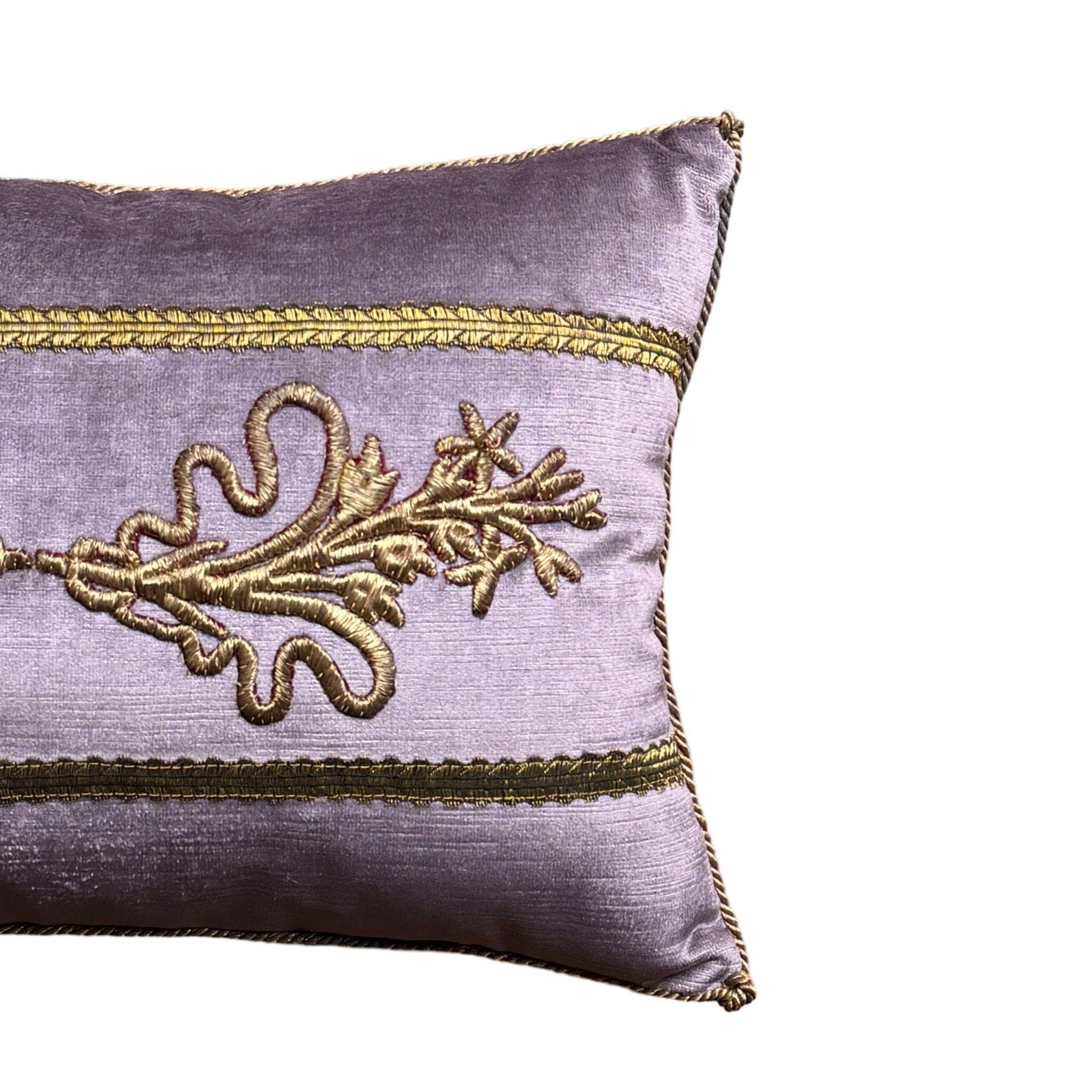 Antique Ottoman Empire Gold Metallic Embroidery (#E080624A&B | 12 x 18") New Pillows B. Viz Design