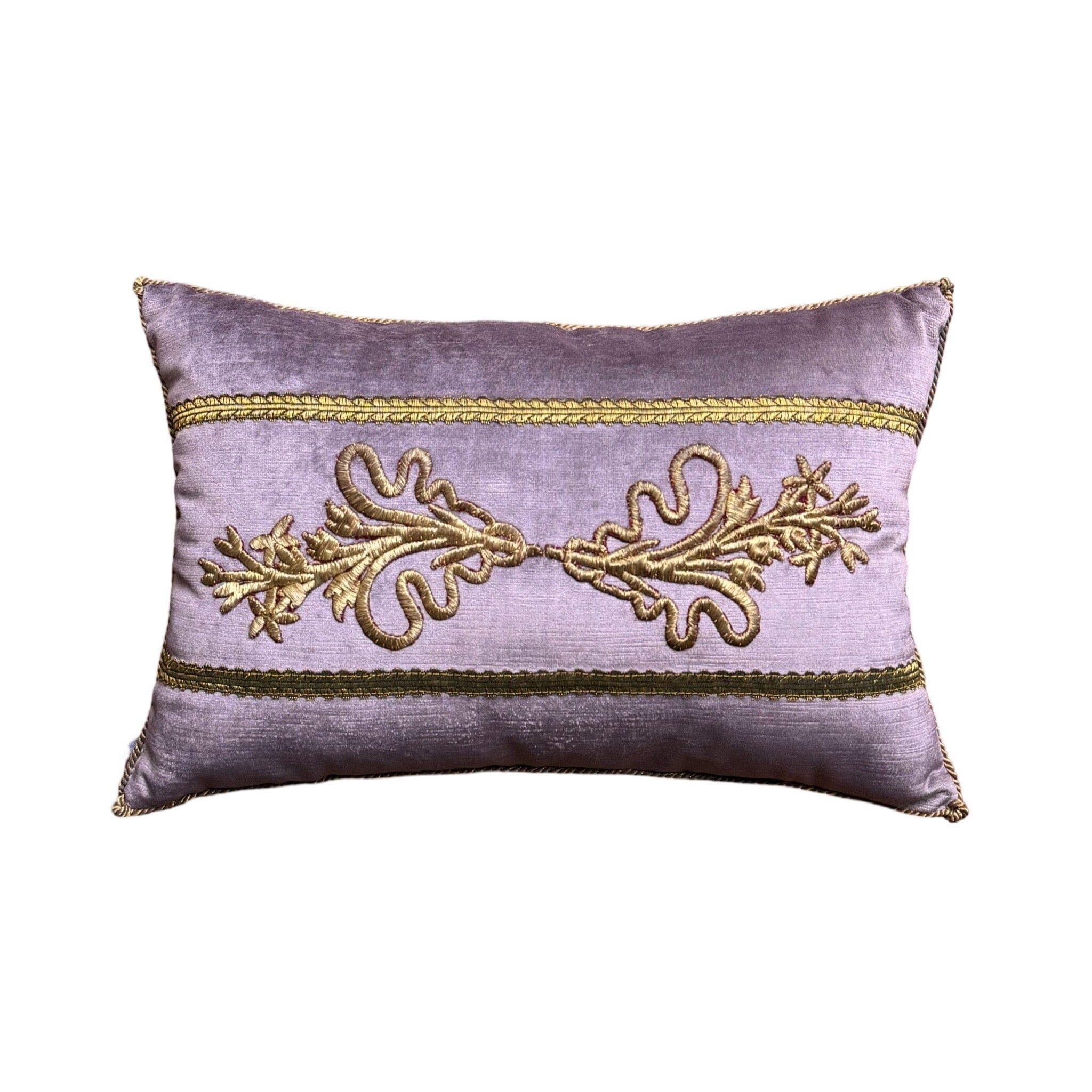 Antique Ottoman Empire Gold Metallic Embroidery (#E080624A&B | 12 x 18") New Pillows B. Viz Design