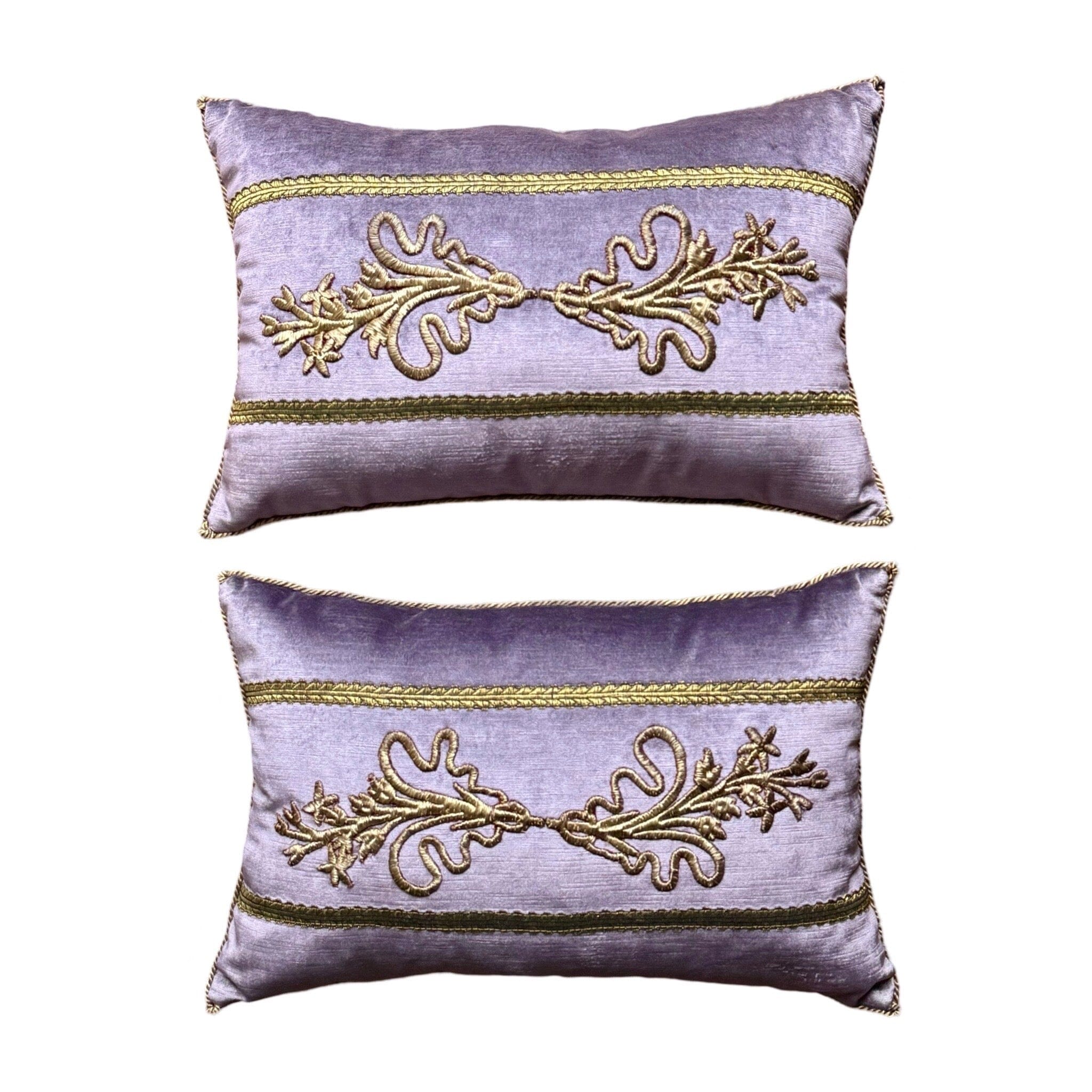 Antique Ottoman Empire Gold Metallic Embroidery (#E080624A&B | 12 x 18") New Pillows B. Viz Design