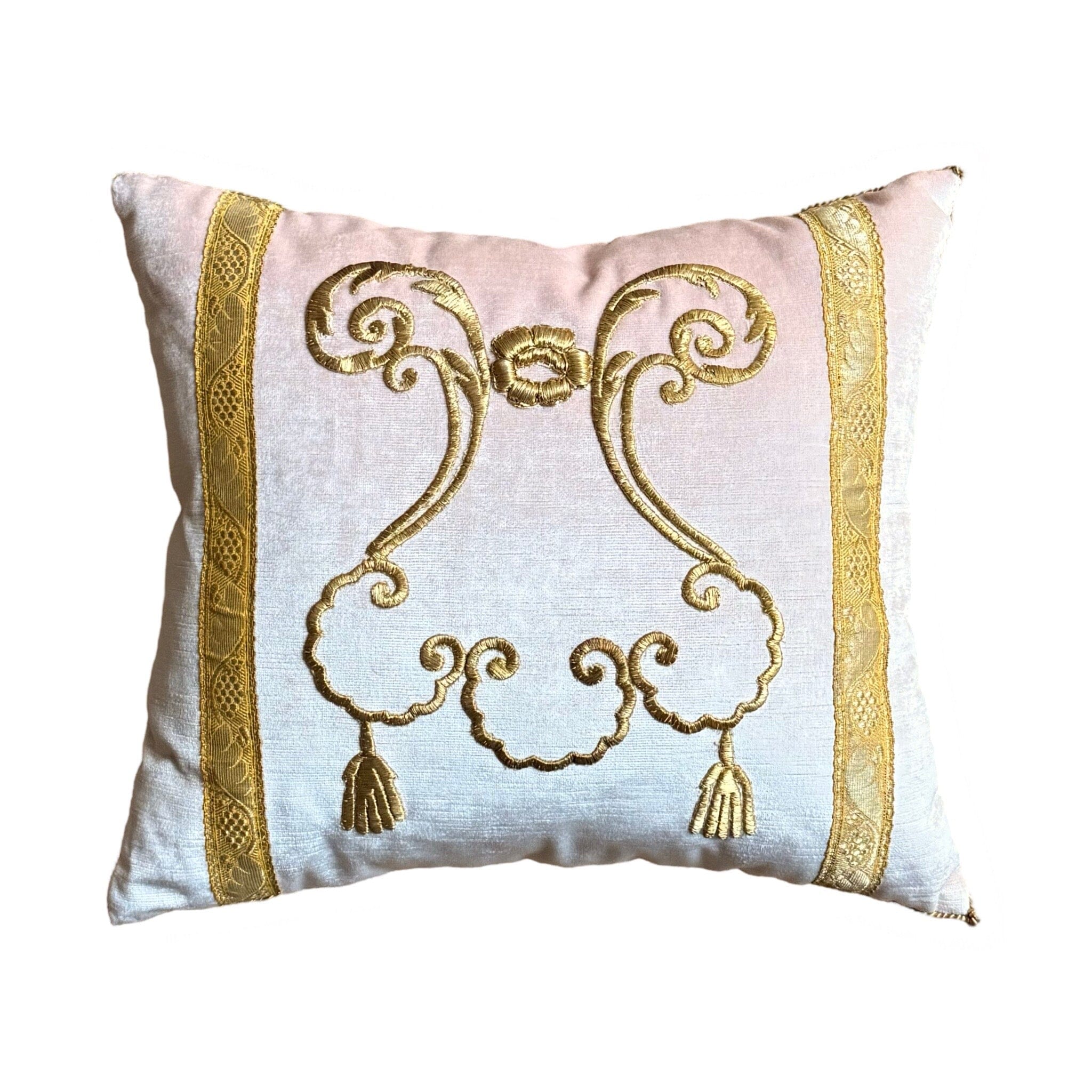 Antique Ottoman Empire Gold Metallic Embroidery (#E083124A&B | 17 x 19") New Pillows B. Viz Design