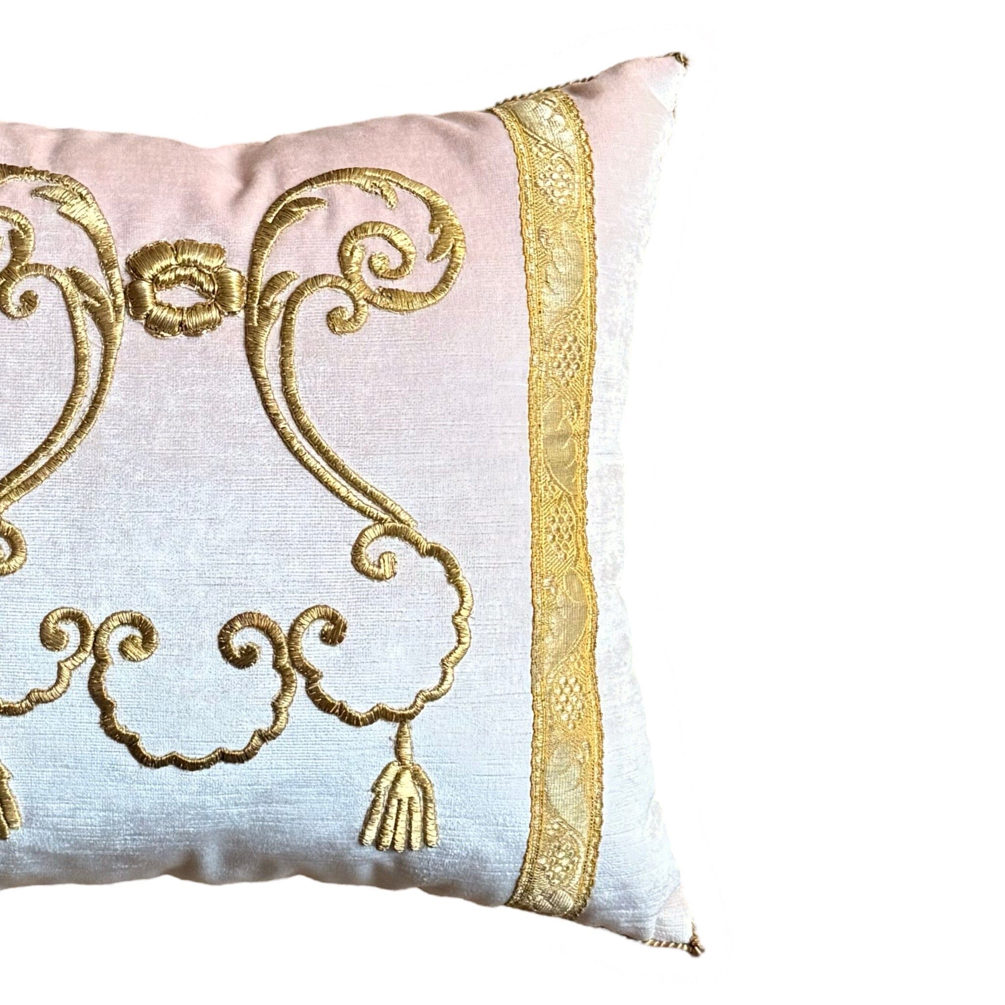 Antique Ottoman Empire Gold Metallic Embroidery (#E083124A&B | 17 x 19") New Pillows B. Viz Design