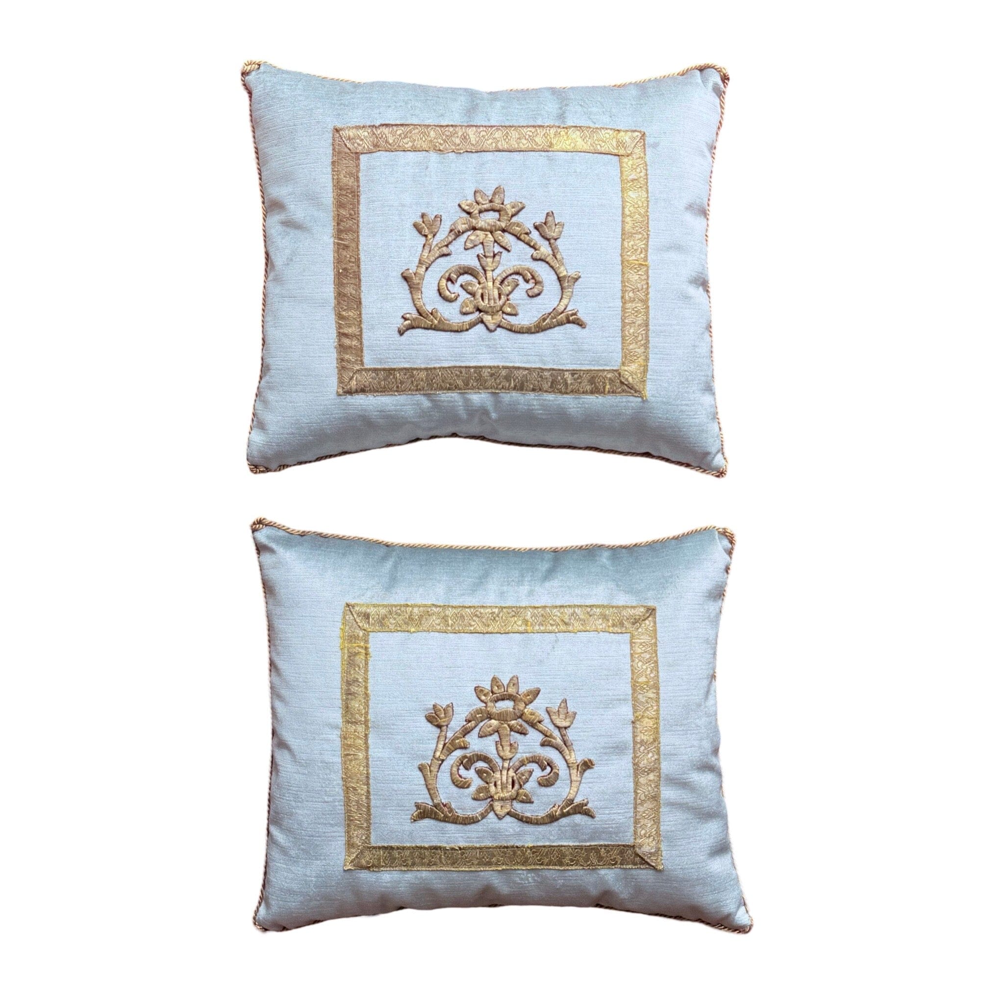 Antique Ottoman Empire Raised Gold Embroidery (#E012025A&B | 13 x 16") New Pillows B. Viz Design