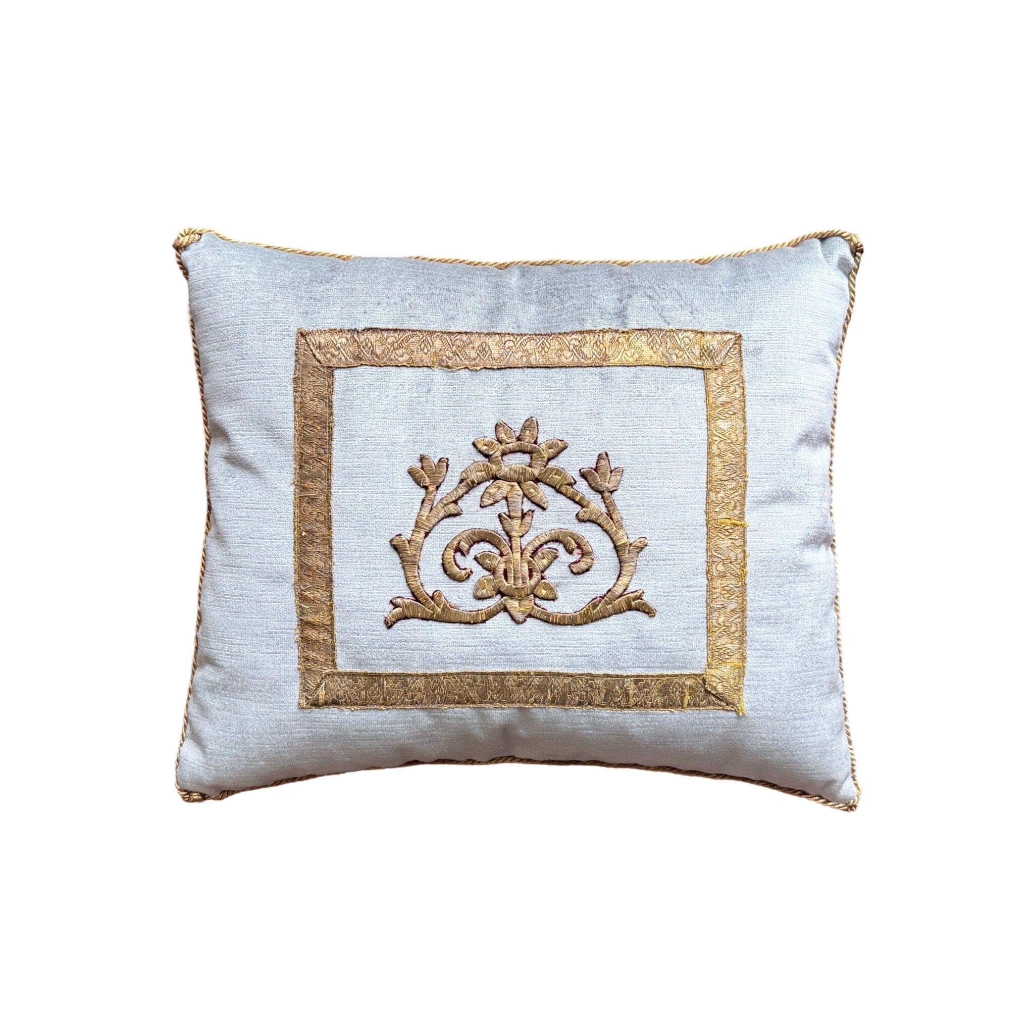 Antique Ottoman Empire Raised Gold Embroidery (#E012025A&B | 13 x 16") New Pillows B. Viz Design