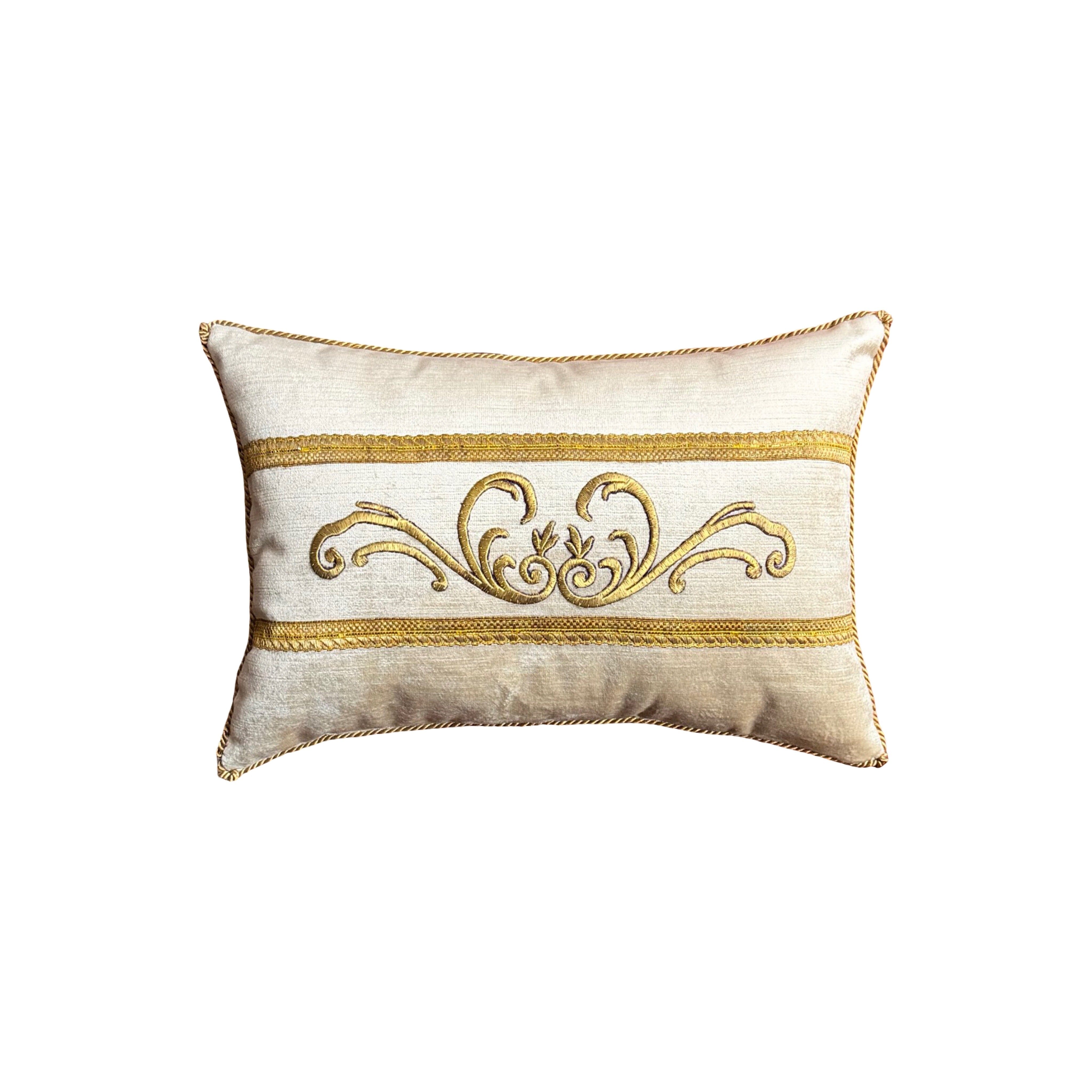 Antique Ottoman Empire Raised Gold Embroidery (#E042825A&B | 10.5" x 15.5") New Pillows B. Viz Design