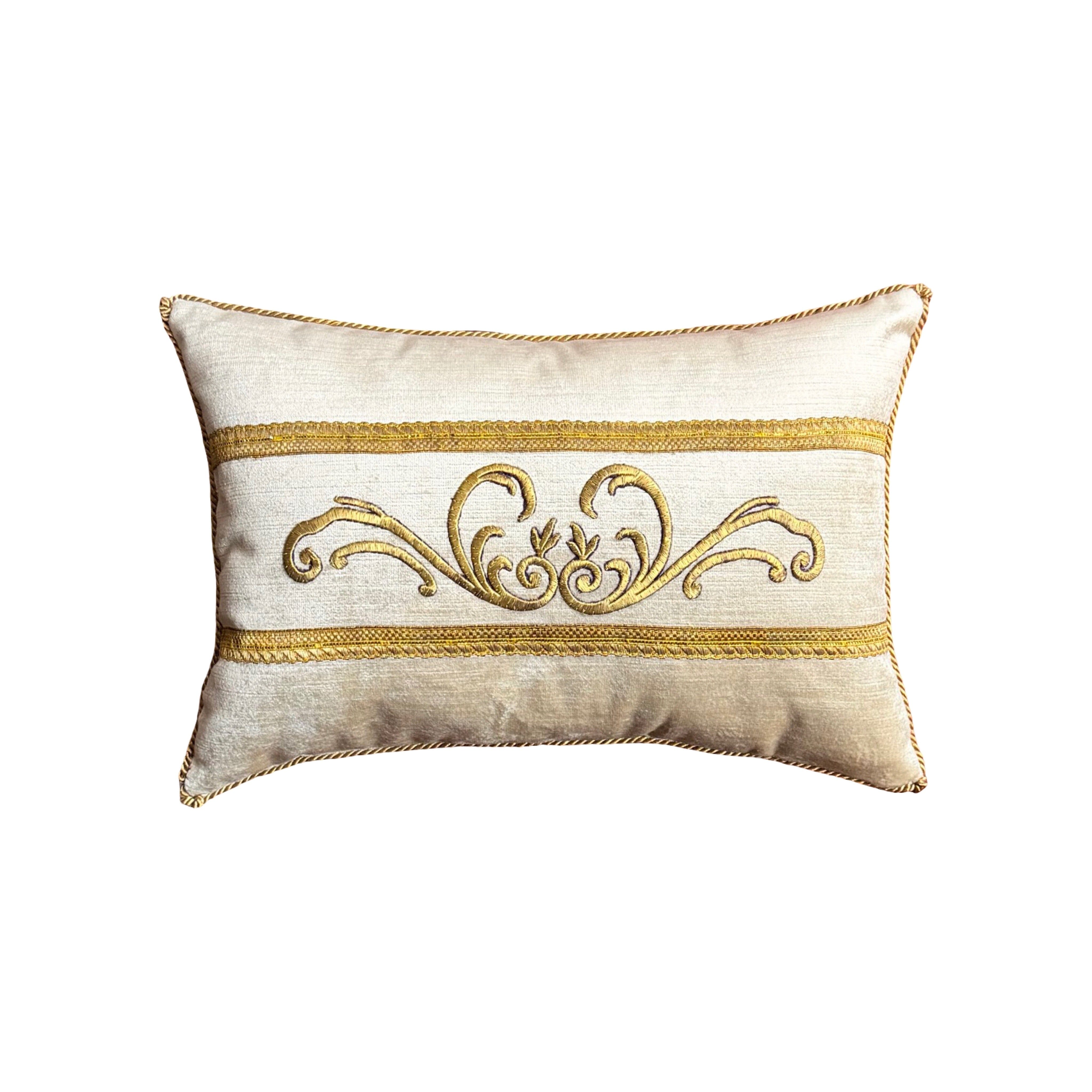 Antique Ottoman Empire Raised Gold Embroidery (#E042825A&B | 10.5" x 15.5") New Pillows B. Viz Design