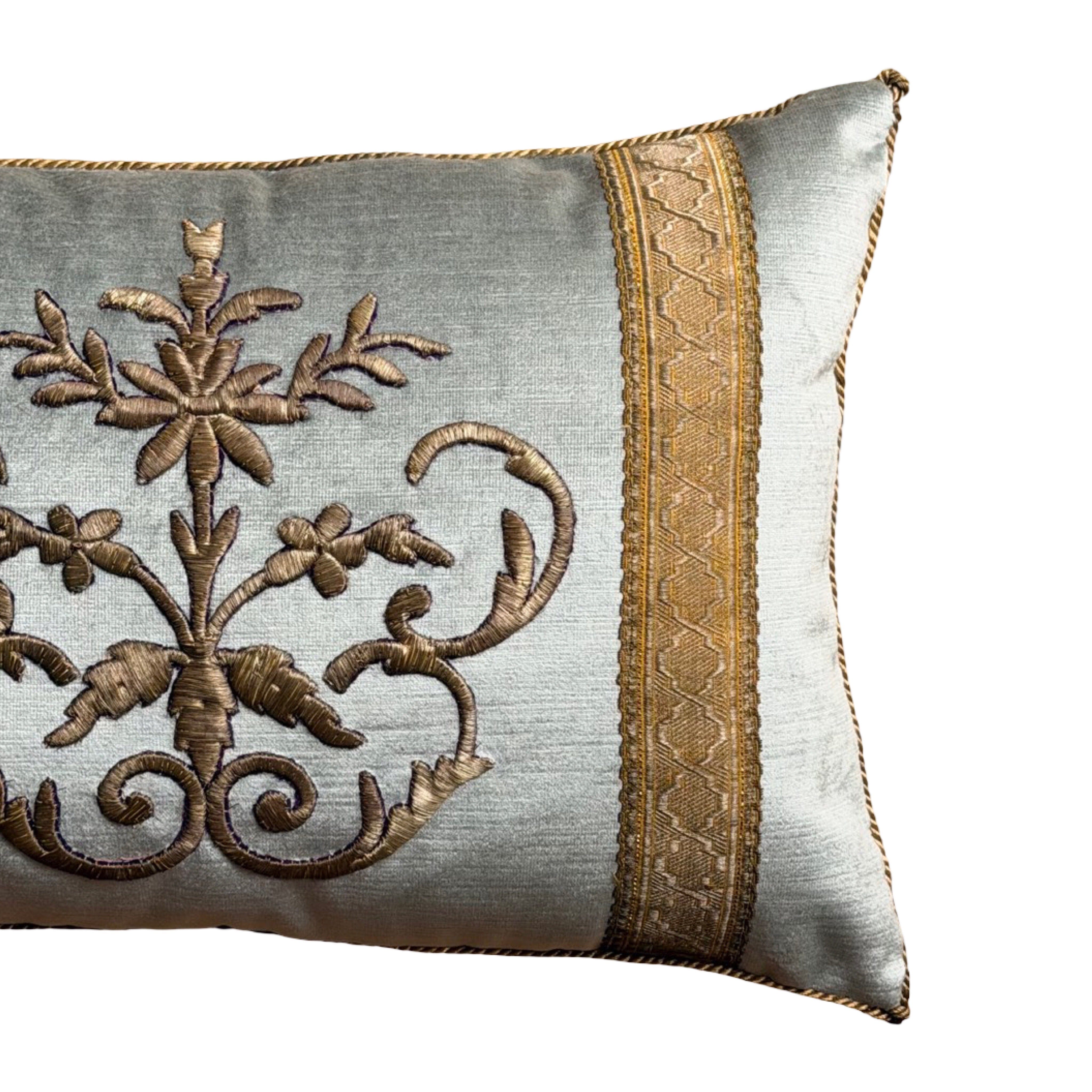 Antique Ottoman Empire Raised Gold Embroidery (#E042926 | 13 x 19") New Pillows B. Viz Design