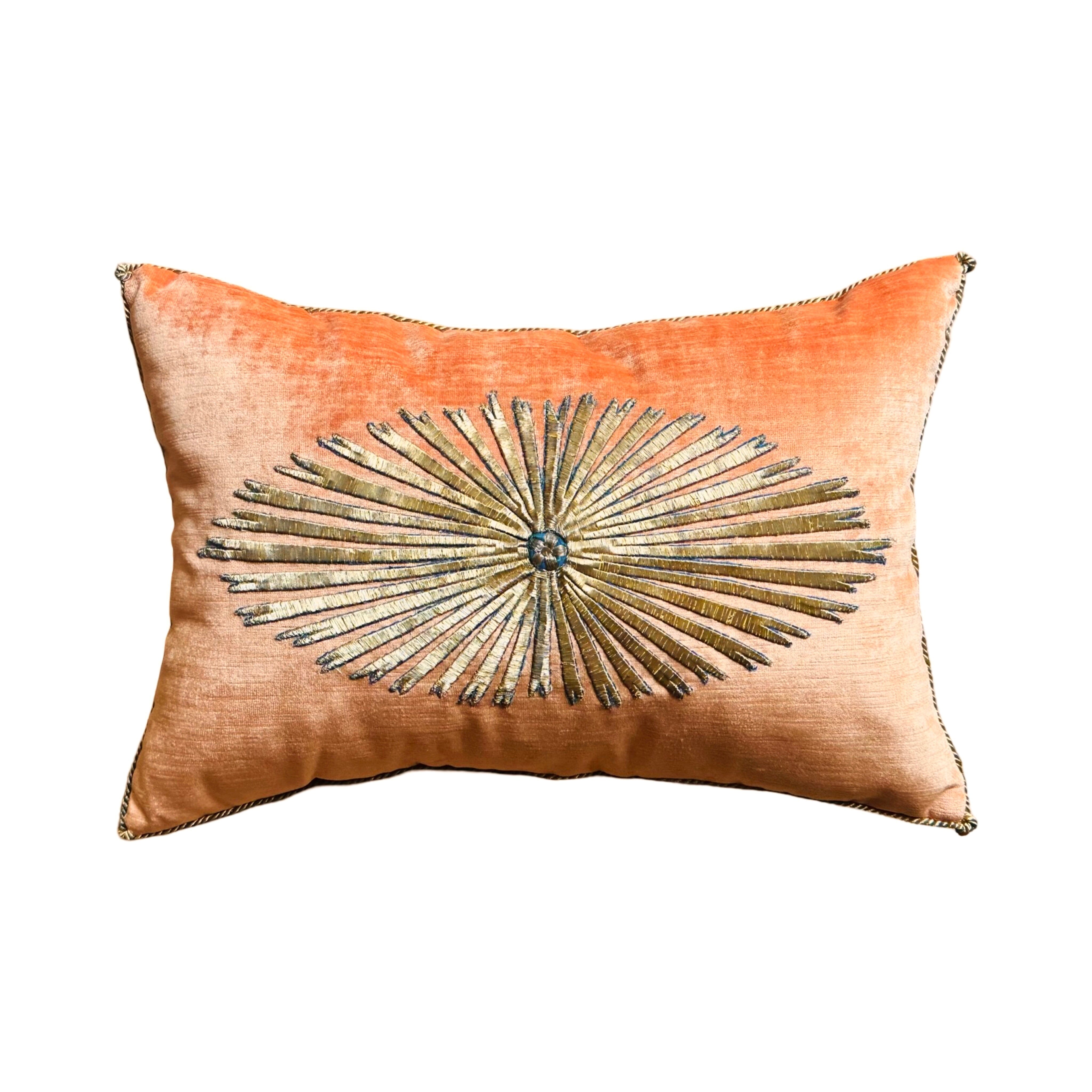 Antique Ottoman Empire Raised Gold Embroidery (#E060625 | 13 x 19") New Pillows B. Viz Design