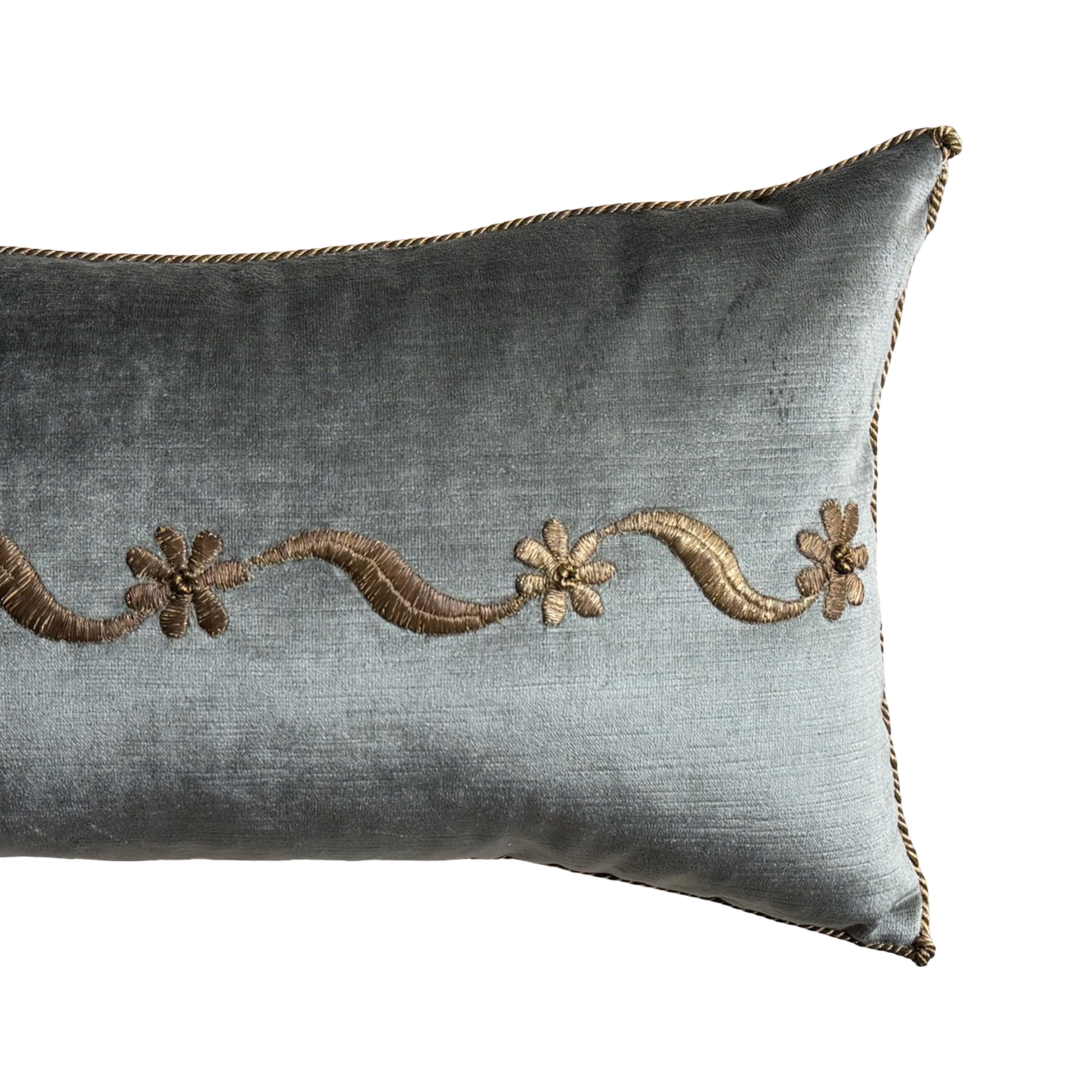 Antique Ottoman Empire Raised Gold Embroidery (#E091524 | 12 x26") New Pillows B. Viz Design