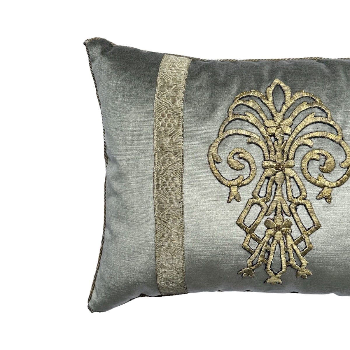 Antique Ottoman Empire Raised Gold Embroidery (#E092223A&B | 14 x 18 1/2") New Pillows B. Viz Design