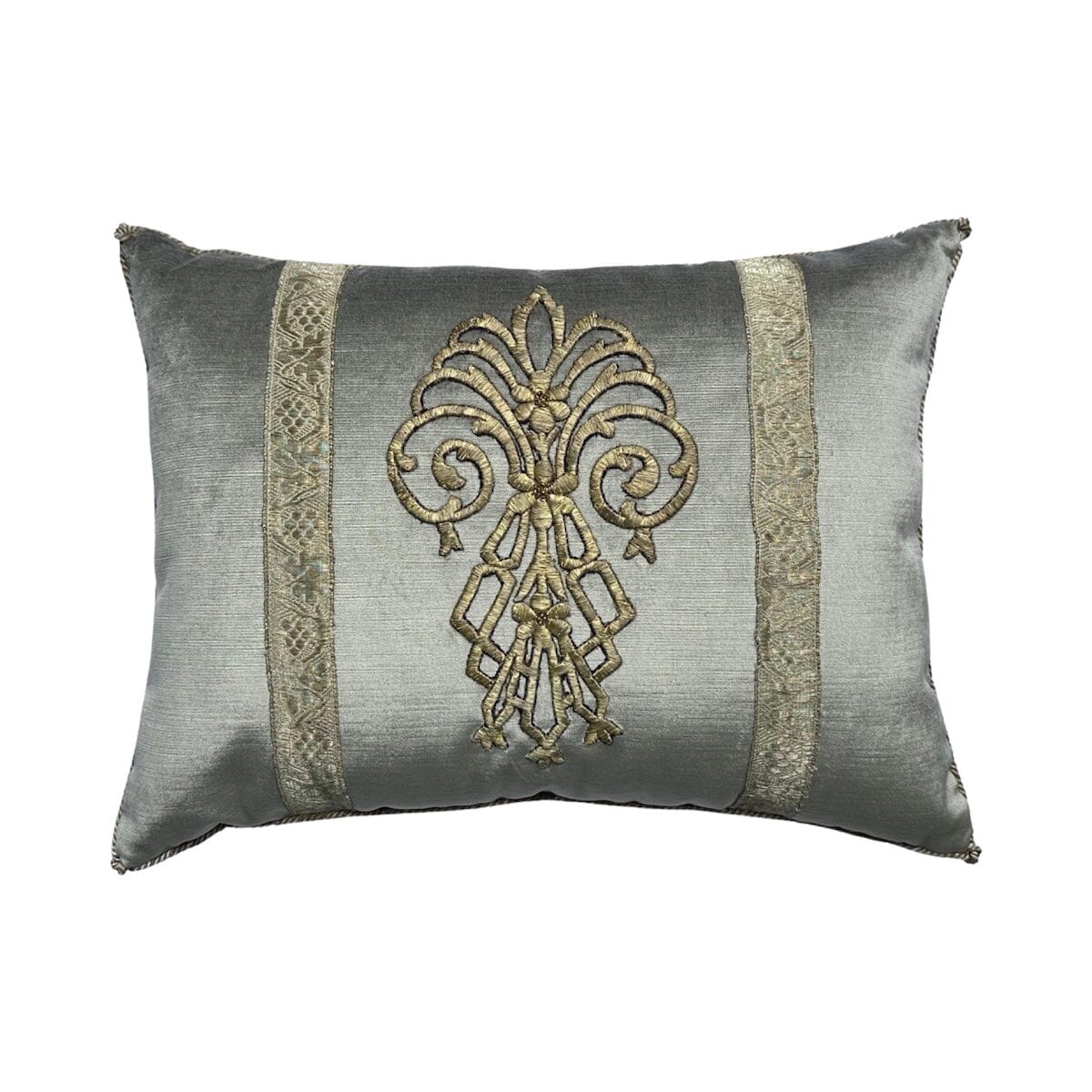 Antique Ottoman Empire Raised Gold Embroidery (#E092223A&B | 14 x 18 1/2") New Pillows B. Viz Design