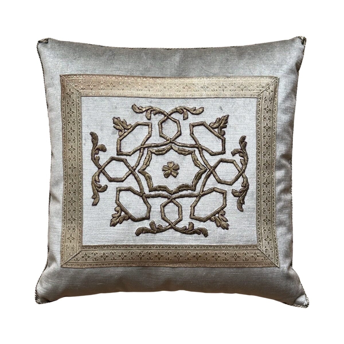Antique Ottoman Empire Raised Gold Embroidery (E111223 | 17 x 17") New Pillows B. Viz Design