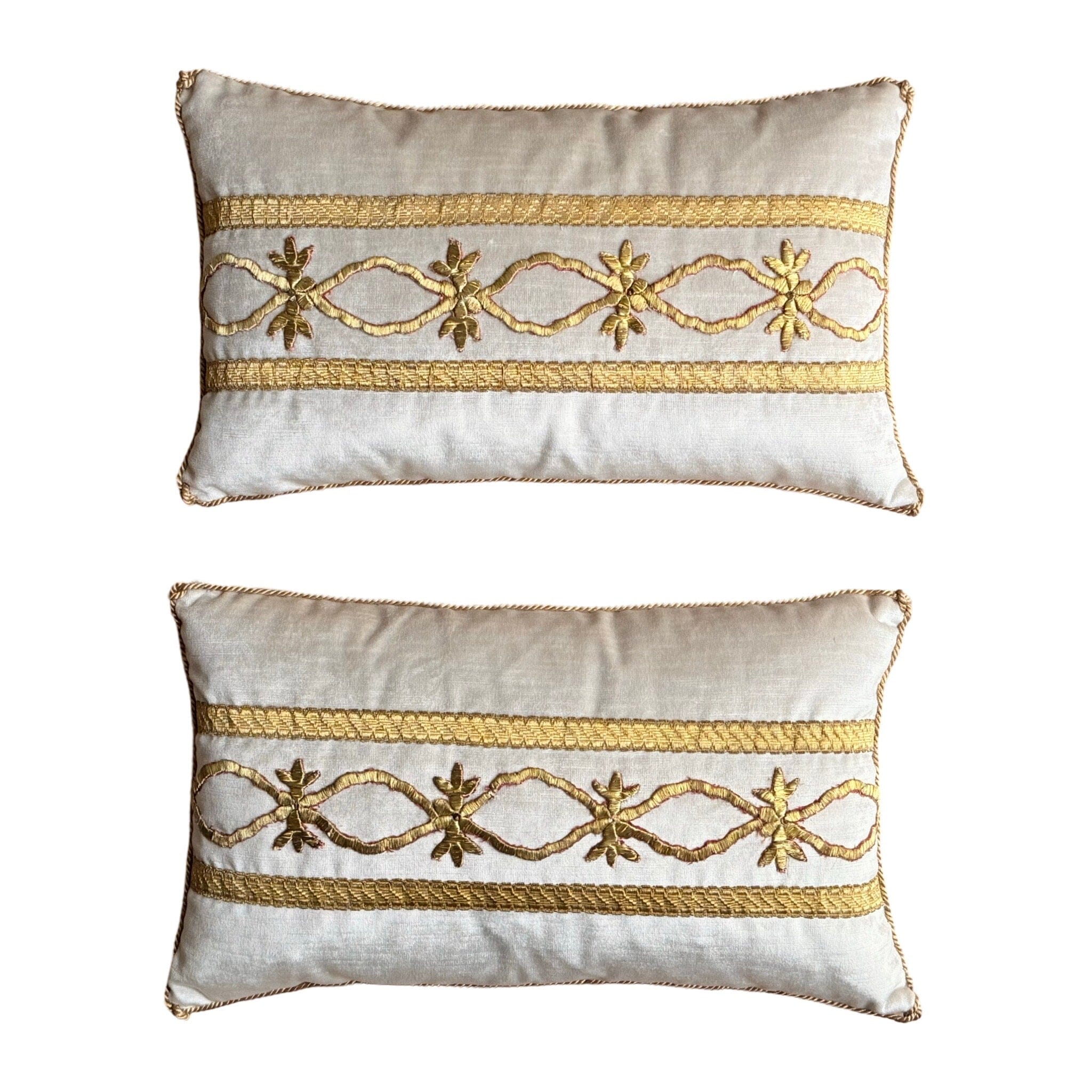 Antique Ottoman Empire Raised Gold Embroidery (#E112124 | 11" x 18") New Pillows B. Viz Design