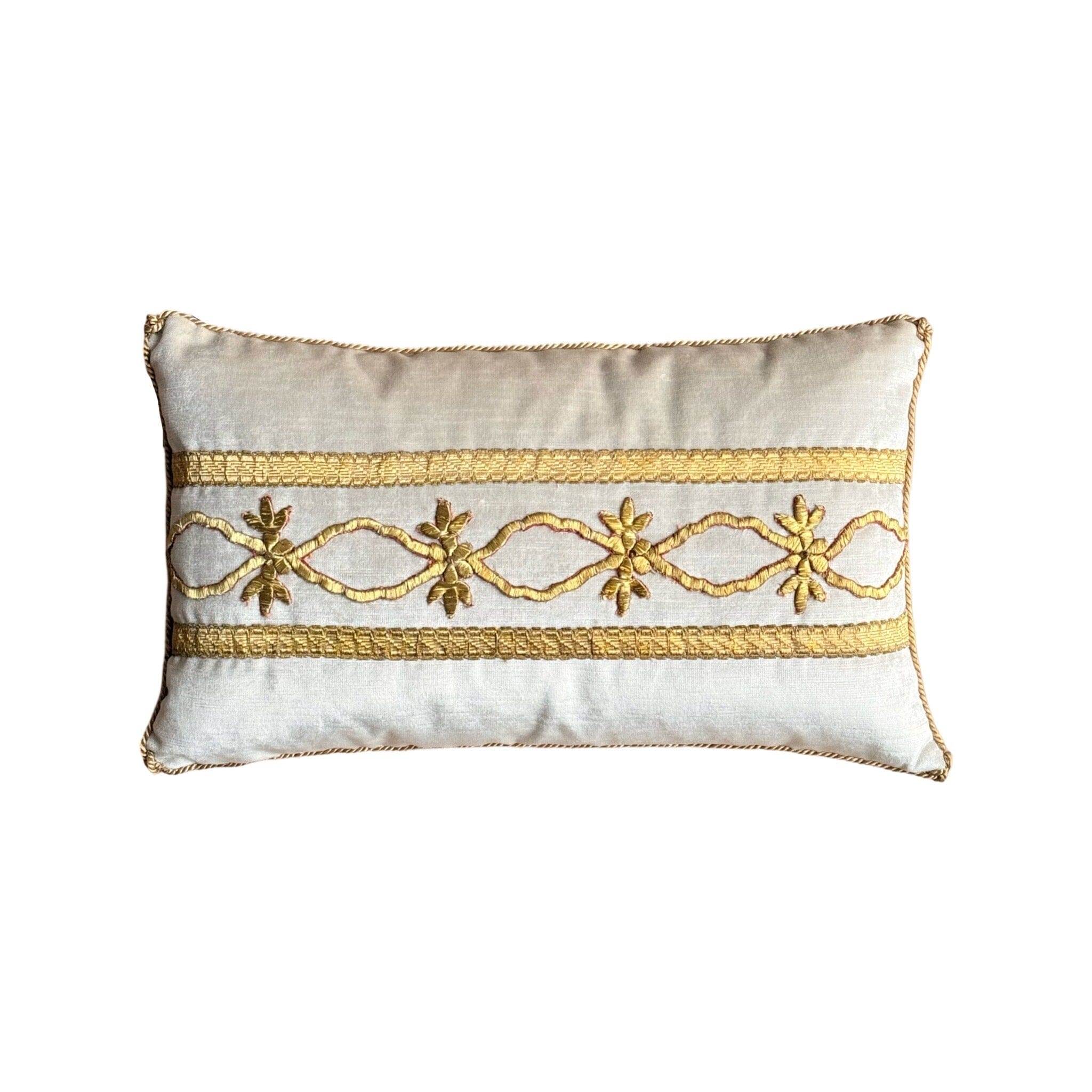 Antique Ottoman Empire Raised Gold Embroidery (#E112124 | 11" x 18") New Pillows B. Viz Design