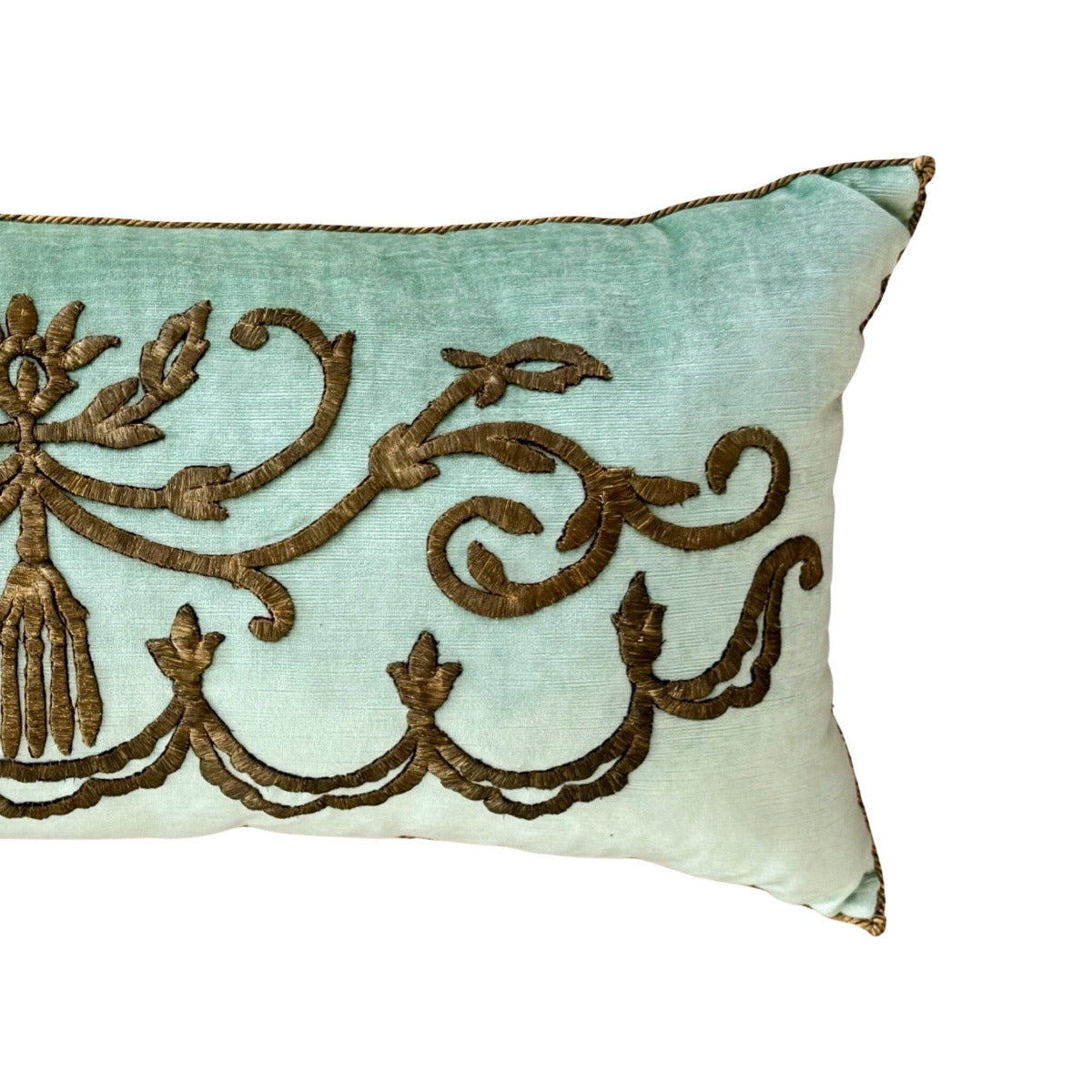 Antique Ottoman Empire Raised Gold Embroidery (#E130923 | 14.5 x 31") New Pillows B. Viz Design 