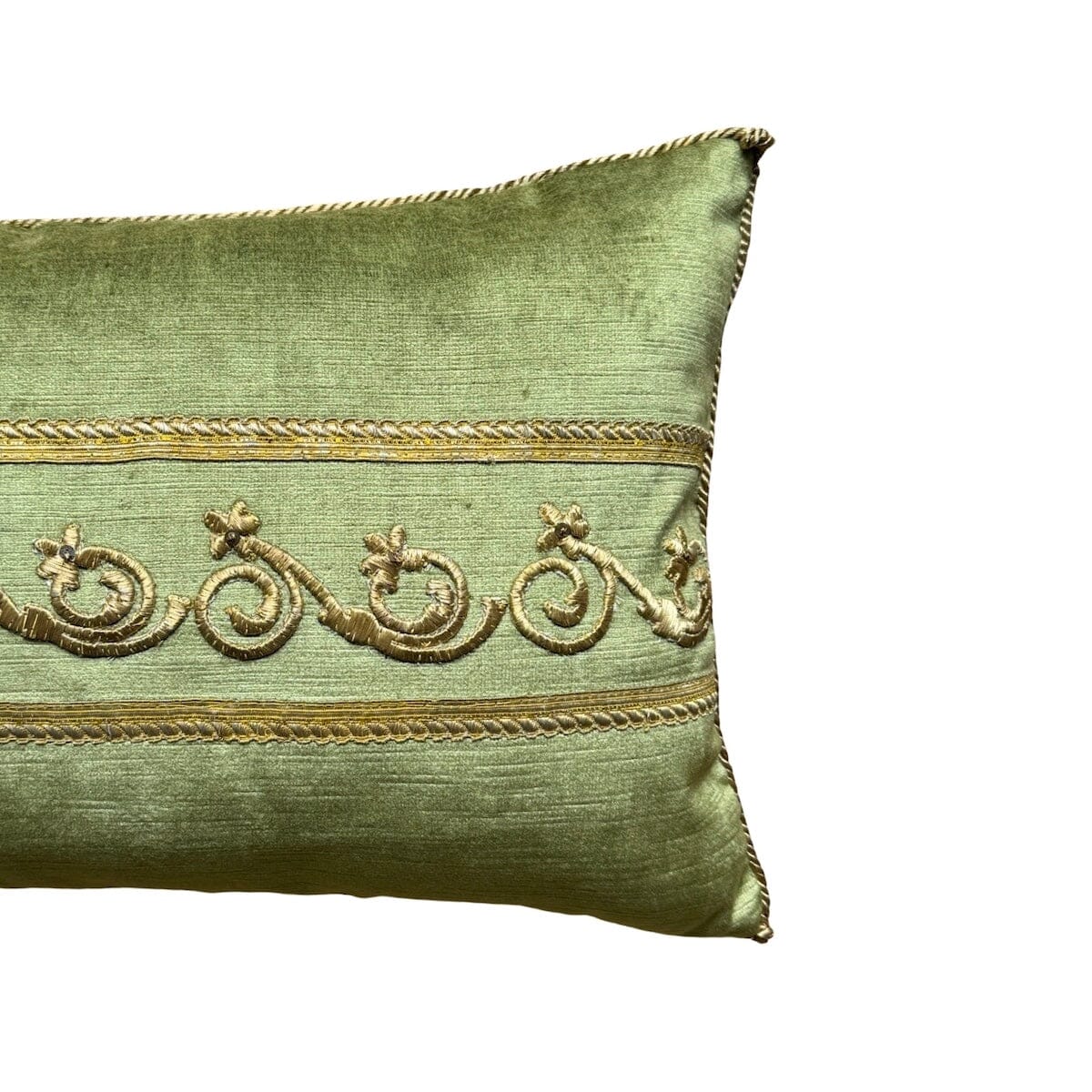 Antique Ottoman Empire Raised Gold Embroidery (#E131723 | 11.5 x 23") New Pillows B. Viz Design