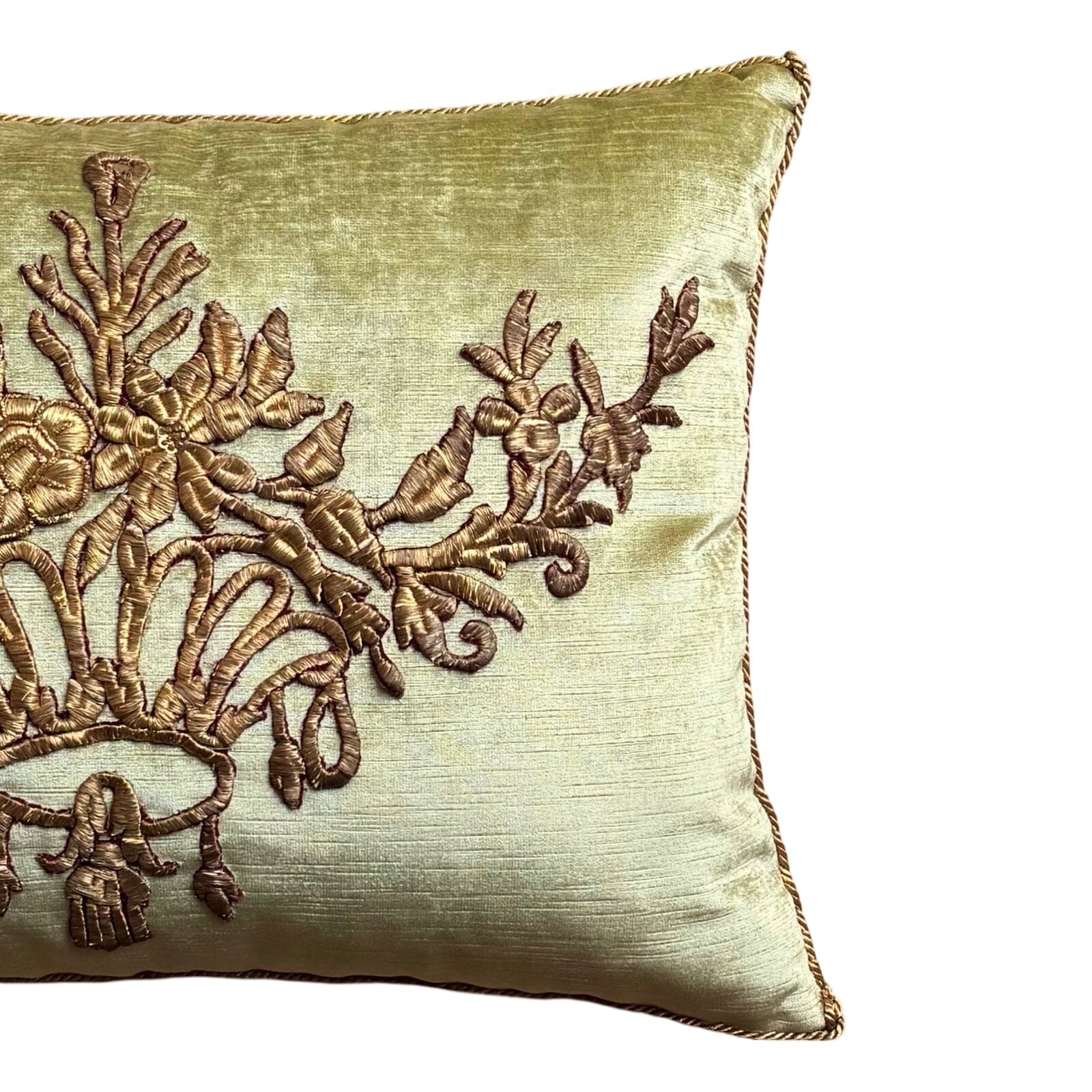 Antique Ottoman Empire Raised Gold Metallic Embroidery (#E010225 | 16" x 21") New Pillows B. Viz Design