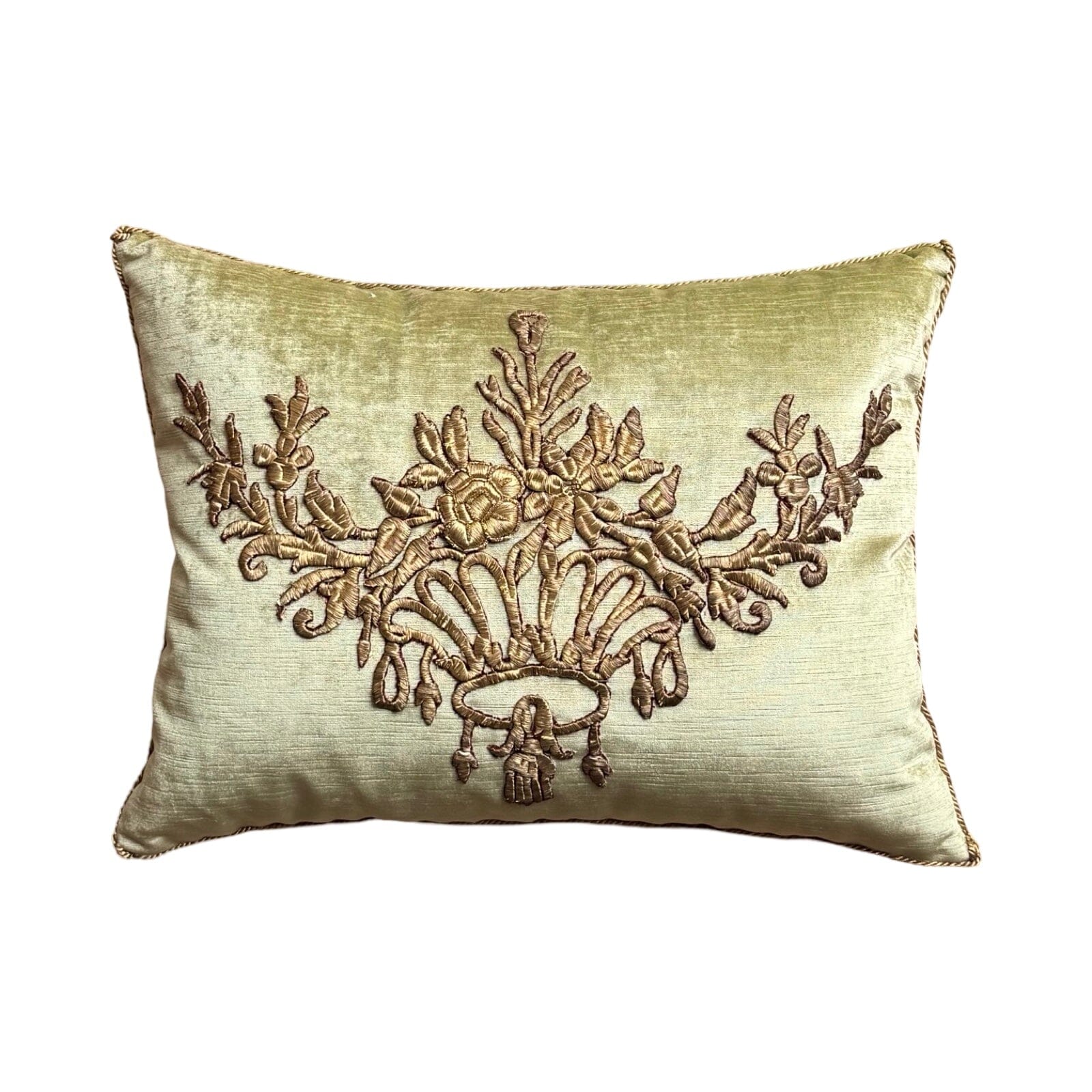 Antique Ottoman Empire Raised Gold Metallic Embroidery (#E010225 | 16" x 21") New Pillows B. Viz Design