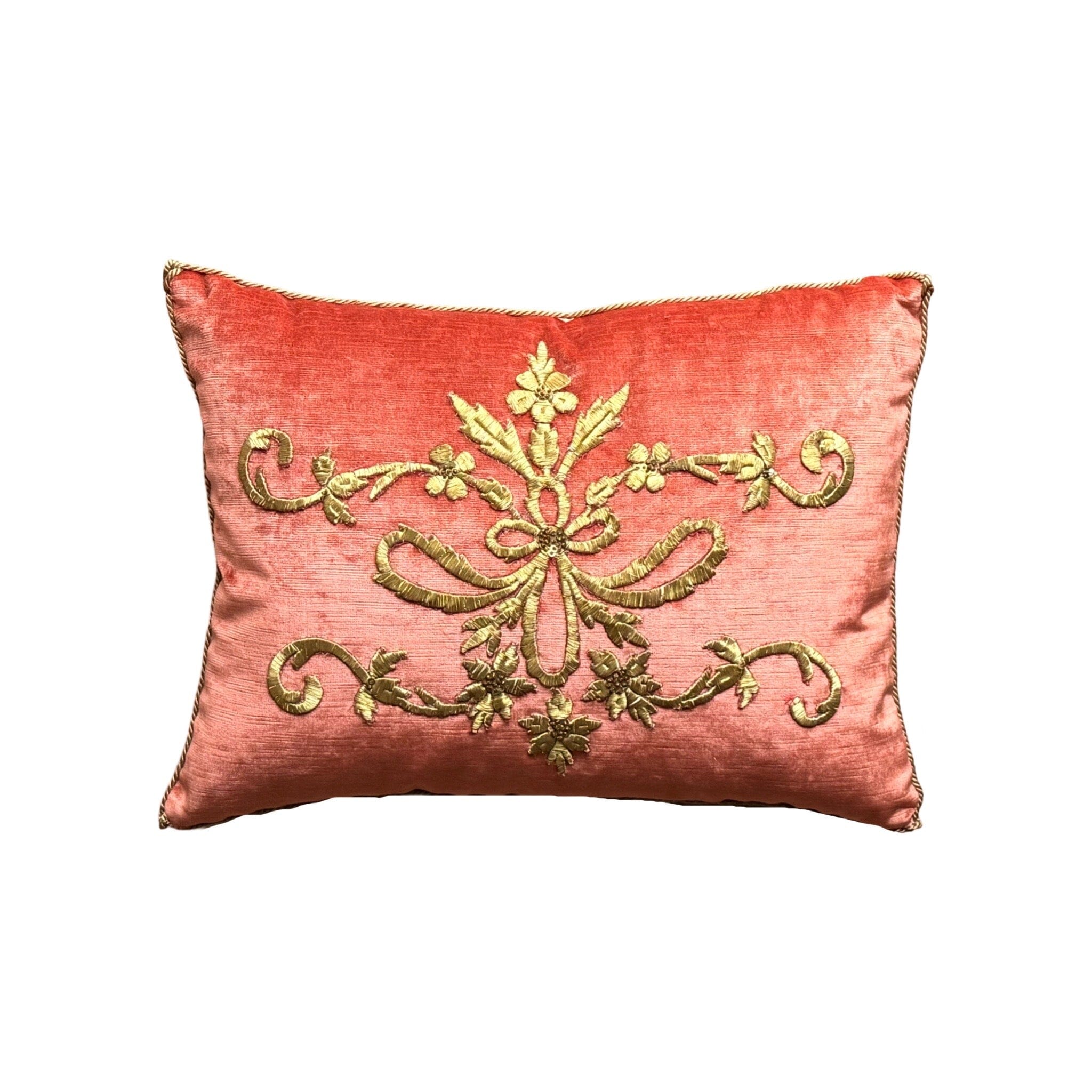Antique Ottoman Empire Raised Gold Metallic Embroidery (#E010425 | 14" x 18.5") New Pillows B. Viz Design