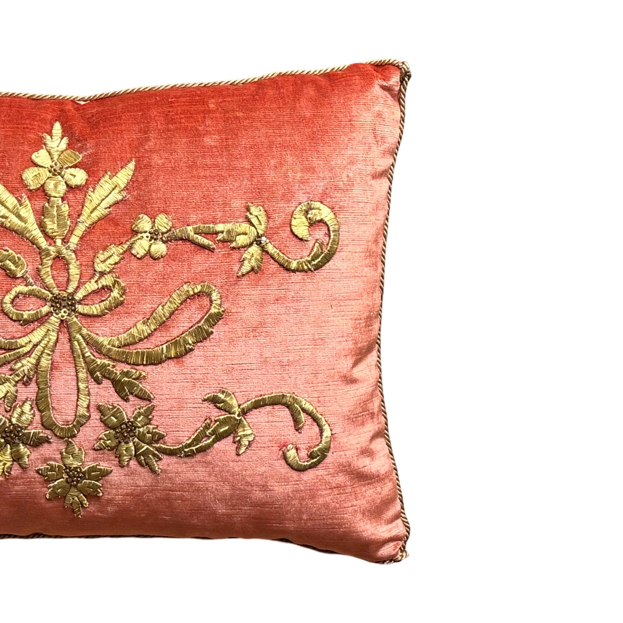 Antique Ottoman Empire Raised Gold Metallic Embroidery (#E010425 | 14" x 18.5") New Pillows B. Viz Design