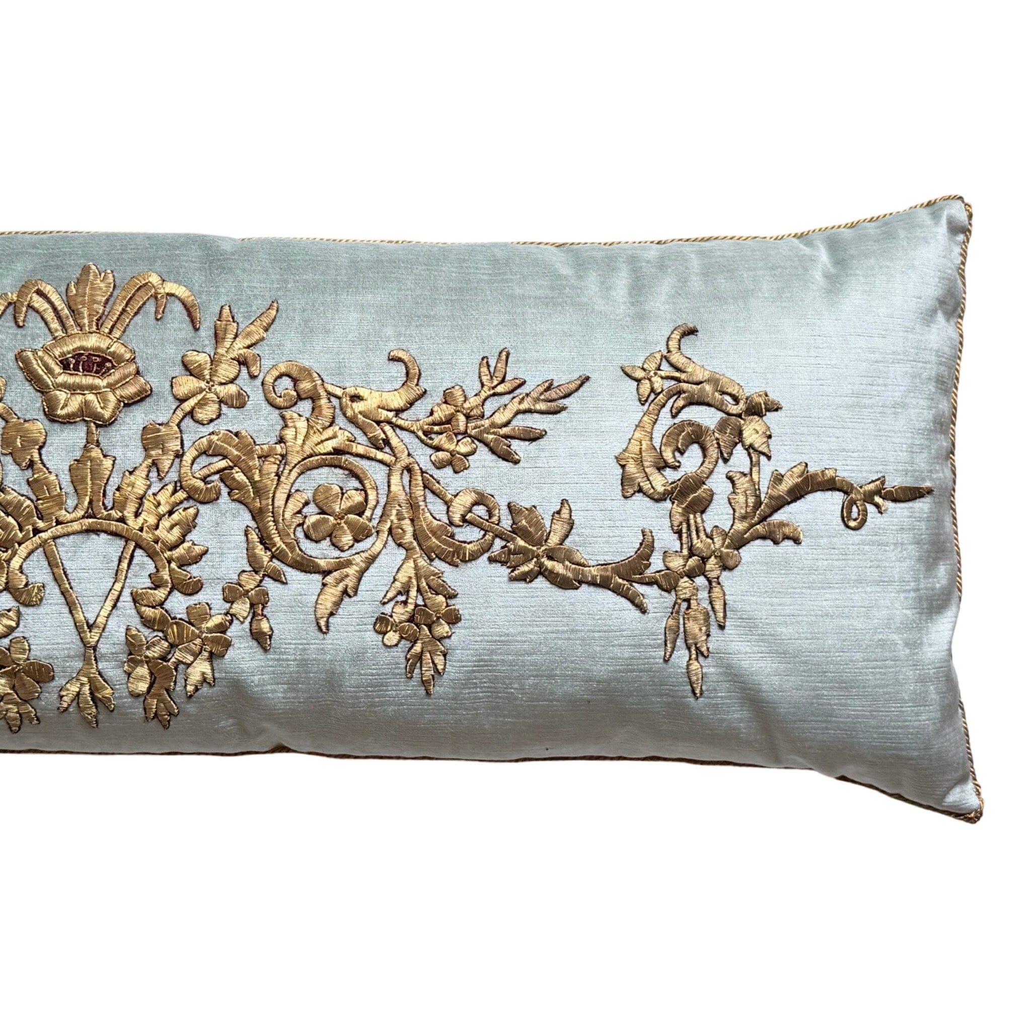 Antique Ottoman Empire Raised Gold Metallic Embroidery (#E012725 | 15" x 41") New Pillows B. Viz Design