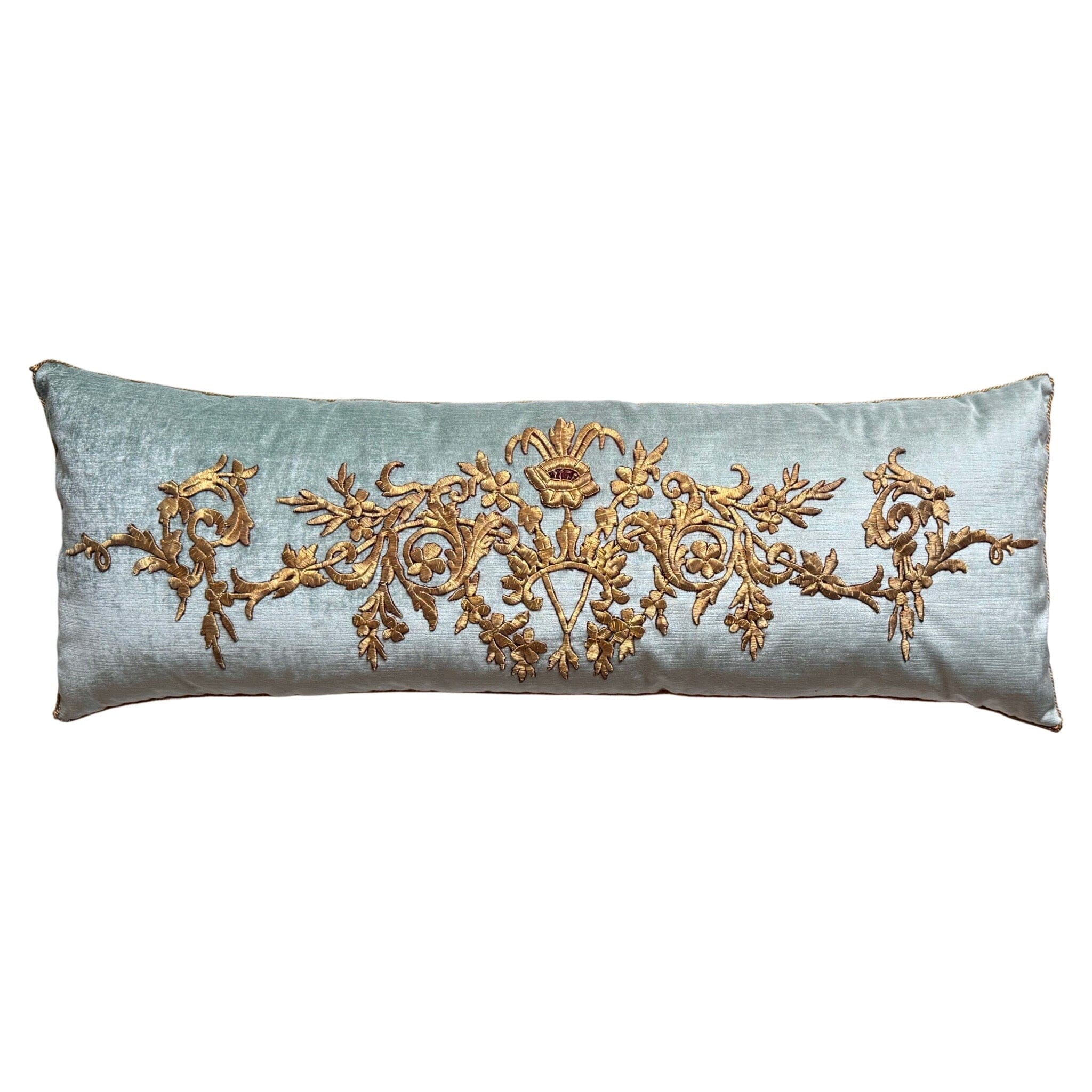 Antique Ottoman Empire Raised Gold Metallic Embroidery (#E012725 | 15" x 41") New Pillows B. Viz Design