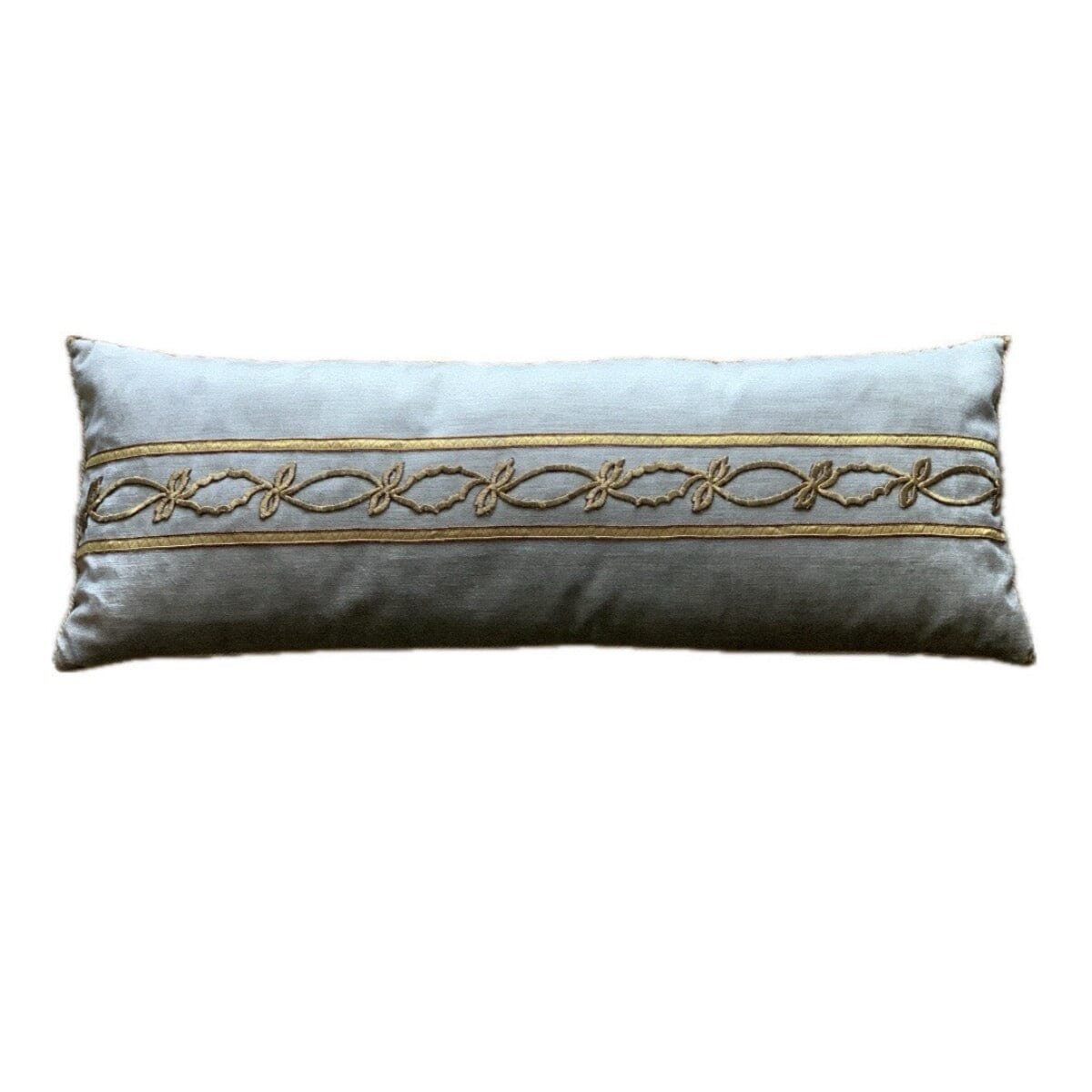Antique Ottoman Empire Raised Gold Metallic Embroidery (#E020124 | 12 x 32") New Pillows B. Viz Design