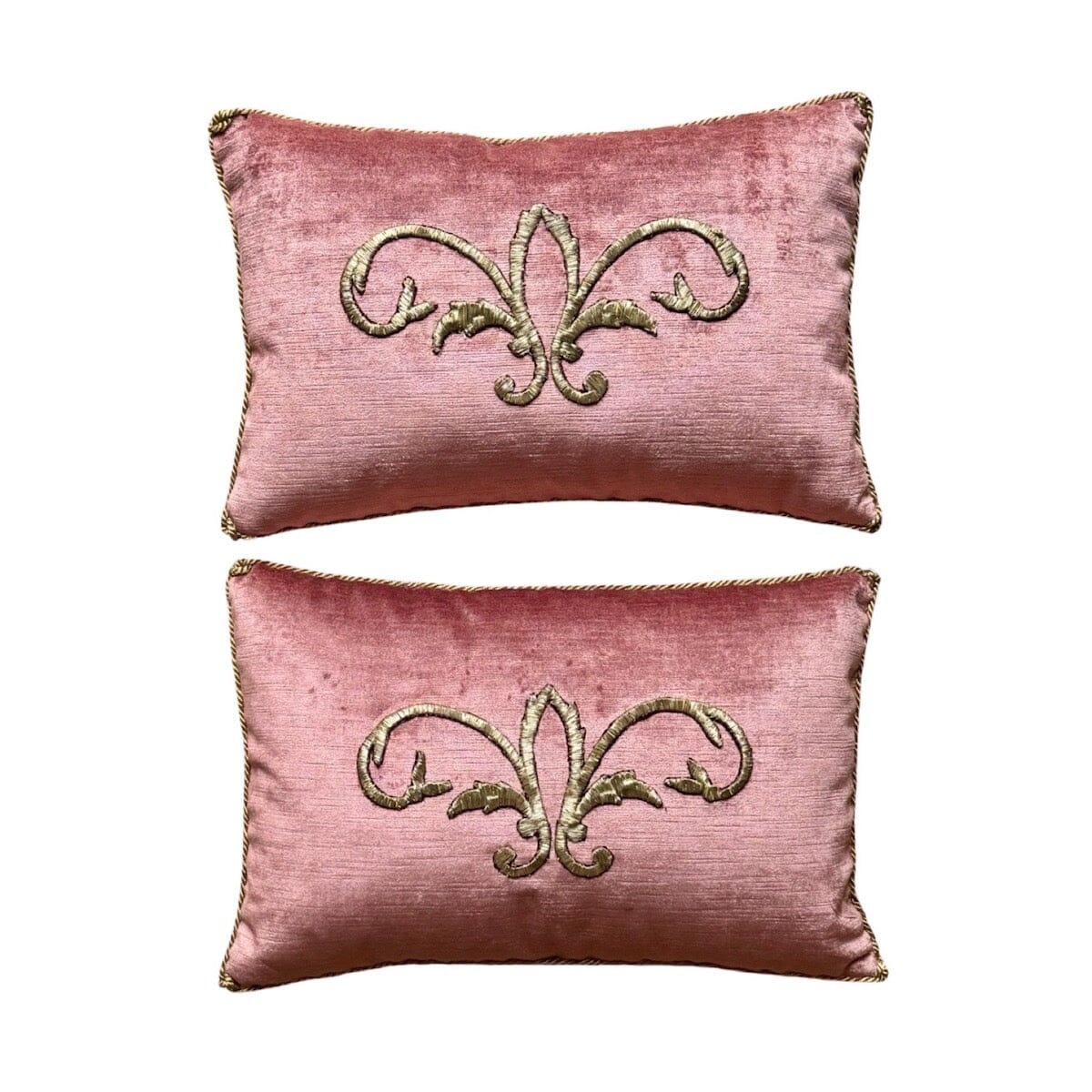 Antique Ottoman Empire Raised Gold Metallic Embroidery (#E020624A&B | 11x16") New Pillows B. Viz Design