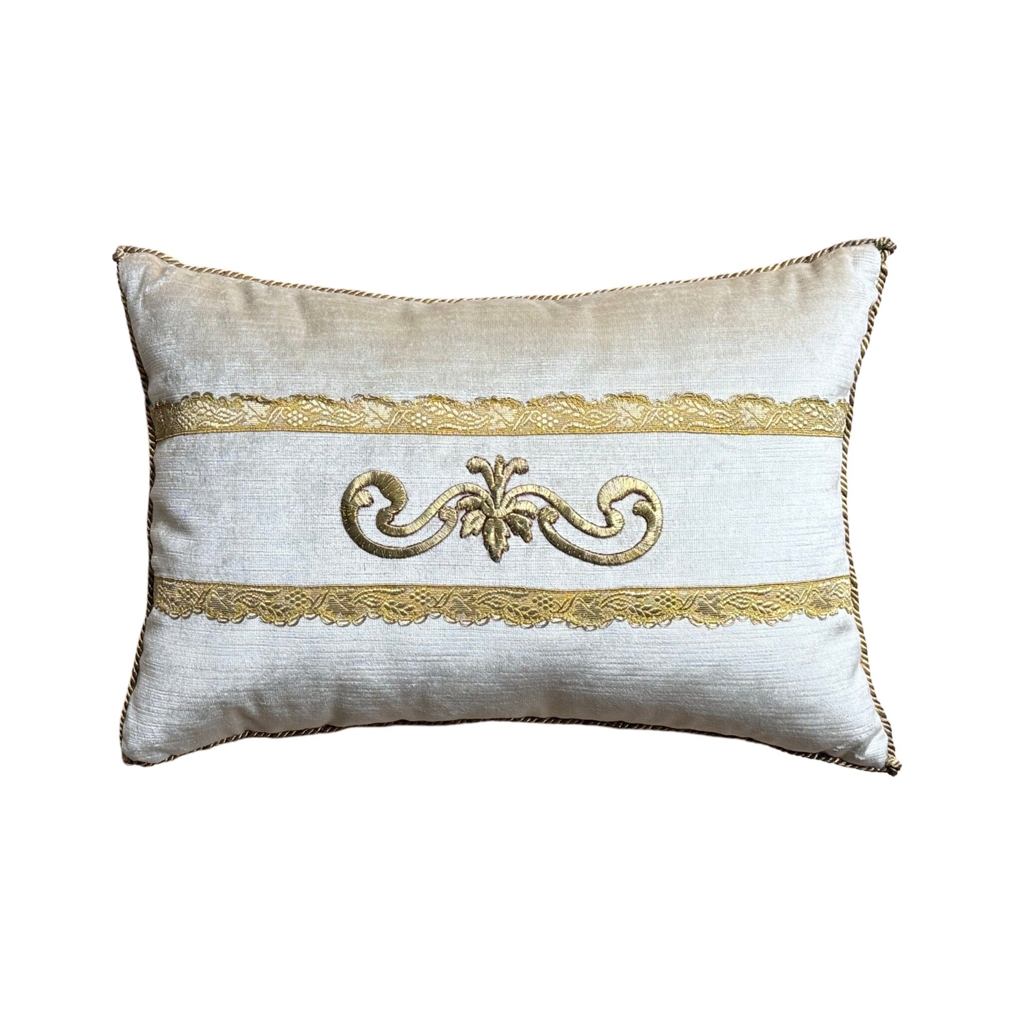 Antique Ottoman Empire Raised Gold Metallic Embroidery (#E020625A&B | 11" x 16") New Pillows B. Viz Design